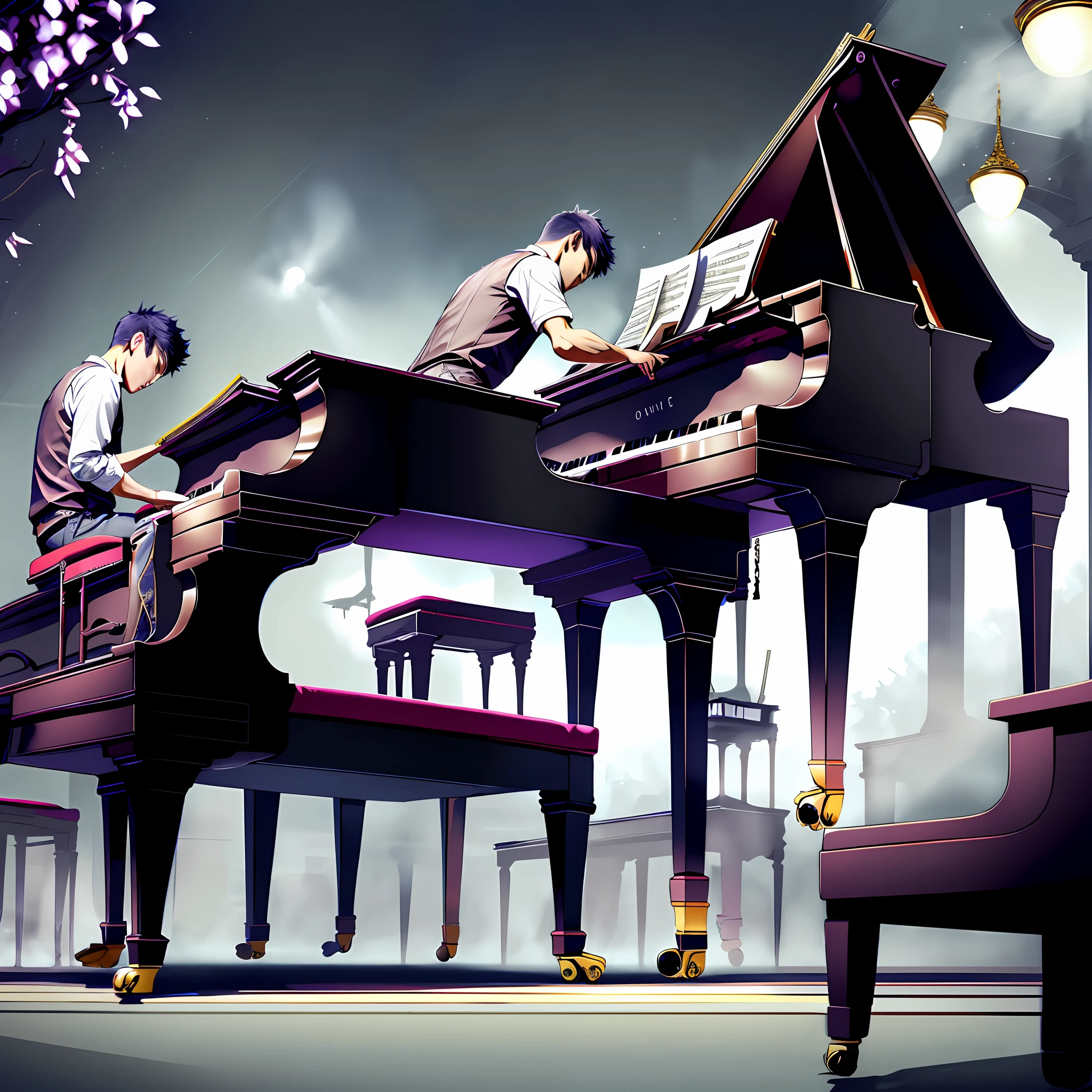 Grand piano performance、Play backwards