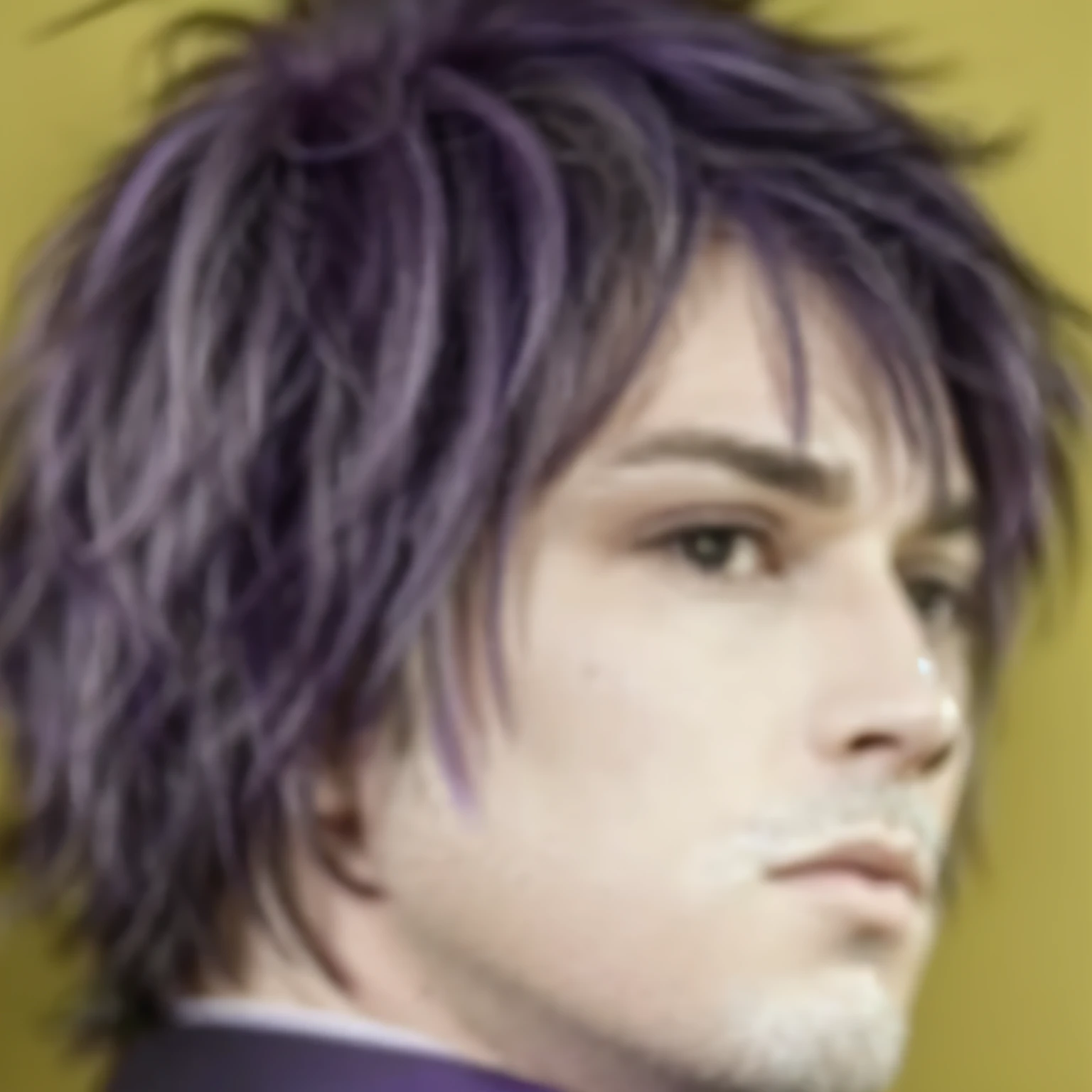 A man with purple hair and a tie