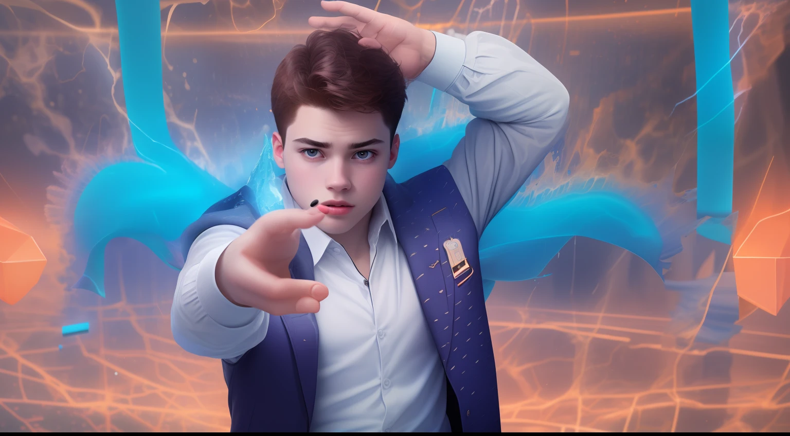 Change background, smart boy, realistic face, 8k picture, very very clear image
