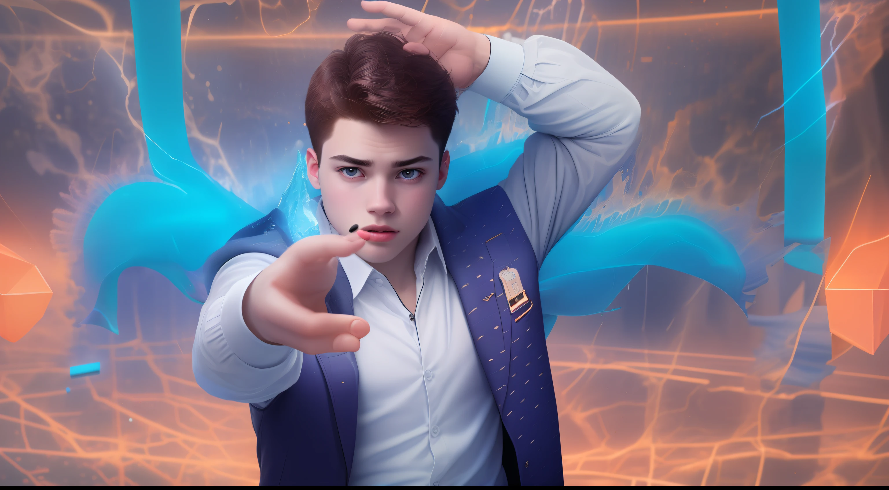 Change background, smart boy, realistic face, 8k picture, very very clear image
