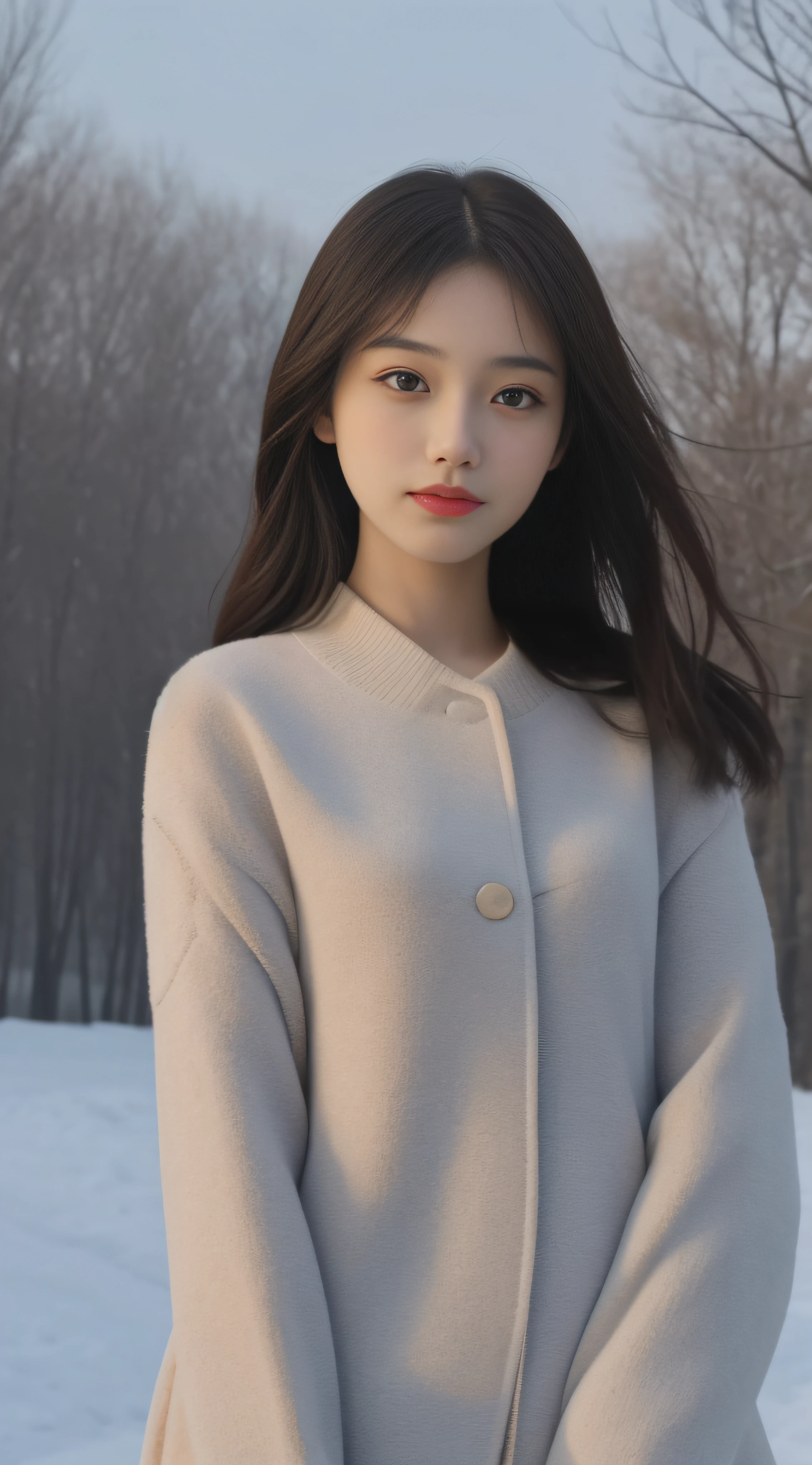 Focus:1.2, perfect figure beautiful woman:1.4,,Best face quality, Ultra-high facial detail,Ultra-high pupil detail,slimfigure,Smaller bust,at winter season,围巾,outside,rays of sunshine,yukito