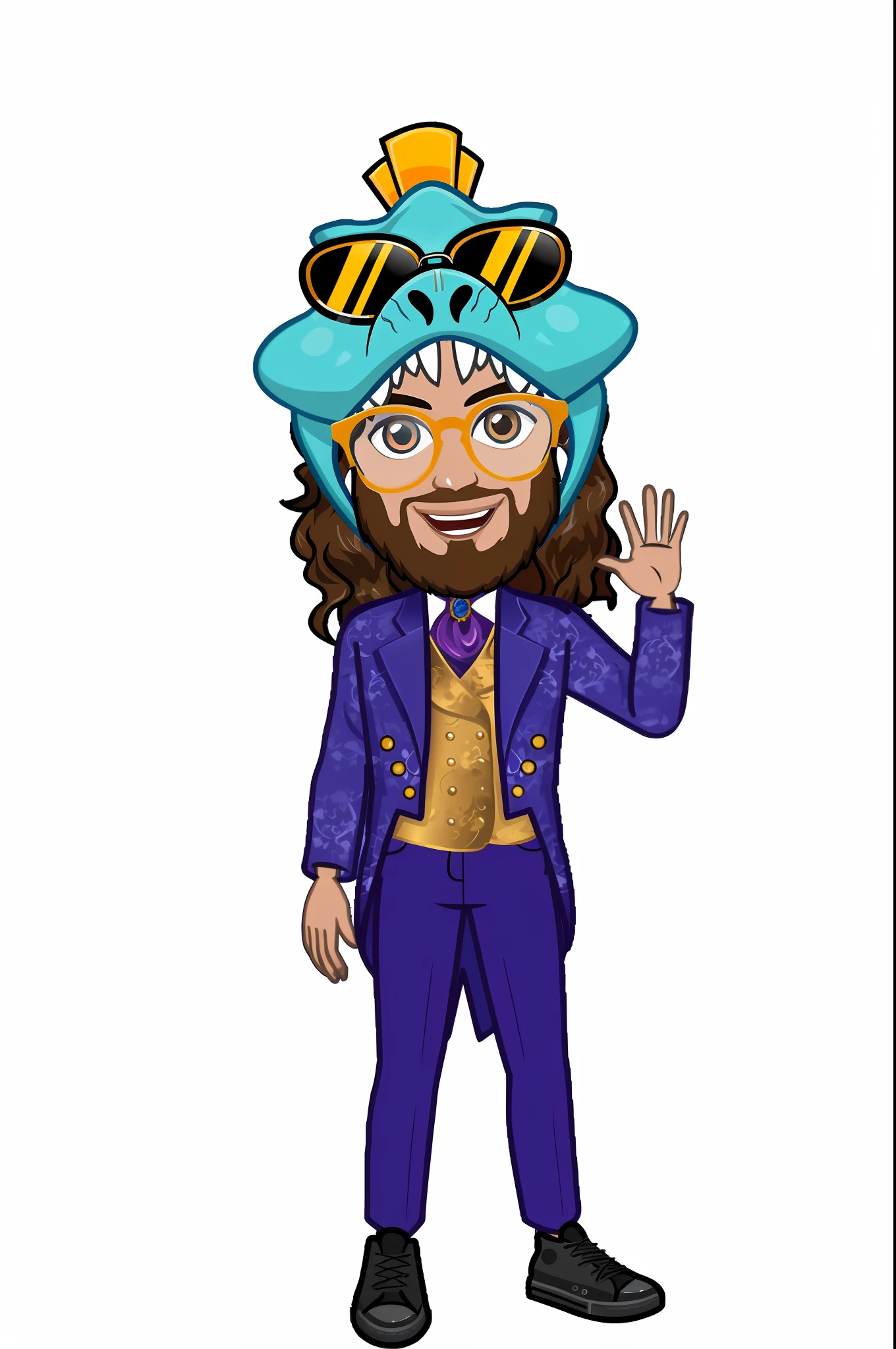 A cartoon and 3D man with hat without glasses on his head , archwizzard in a hat, sem a barba