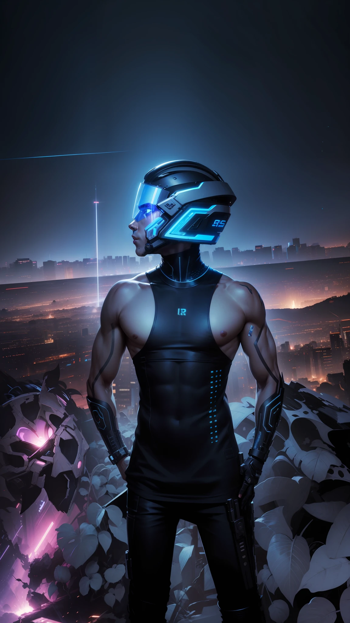 change background cyberpunk handsome boy. realistic face. 8k ultra realistic