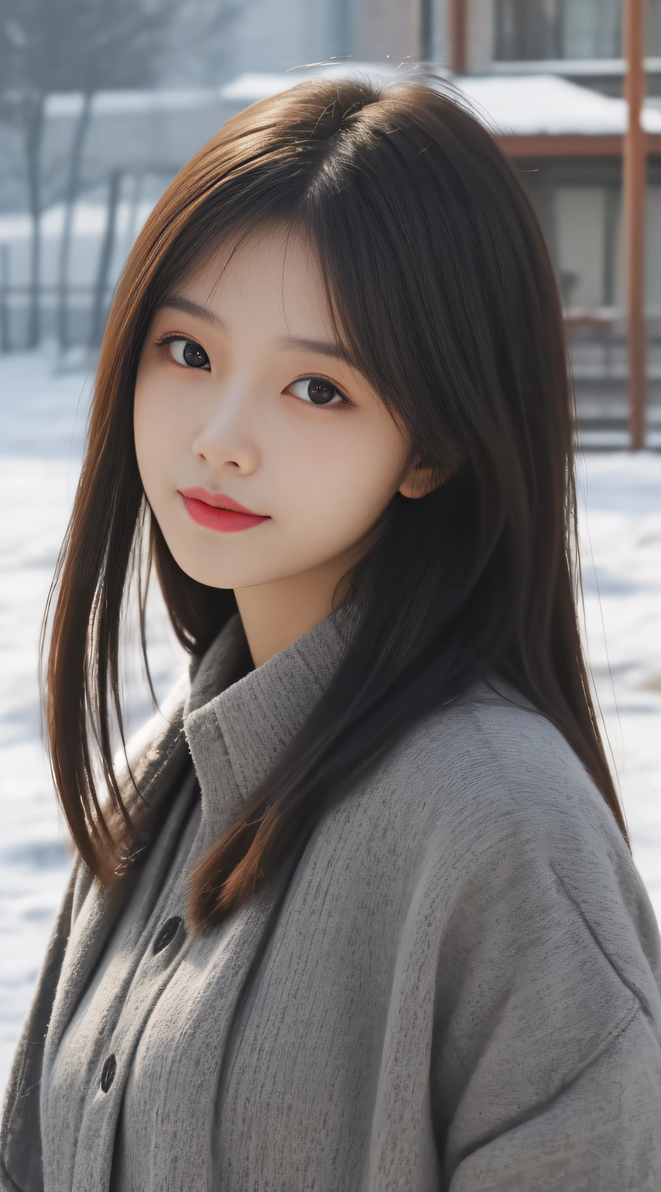 Focus:1.2, perfect figure beautiful woman:1.4,,Best face quality, Ultra-high facial detail,Ultra-high pupil detail,slimfigure,Smaller bust,at winter season,围巾,outside,rays of sunshine,yukito