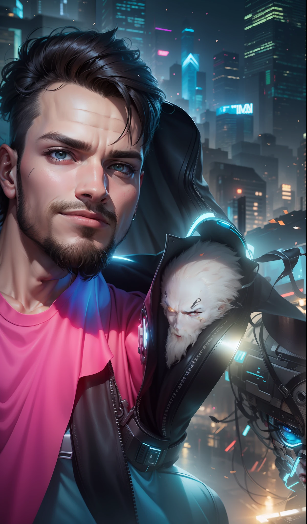 change background cyberpunk handsome boy. realistic face. 8k ultra realistic