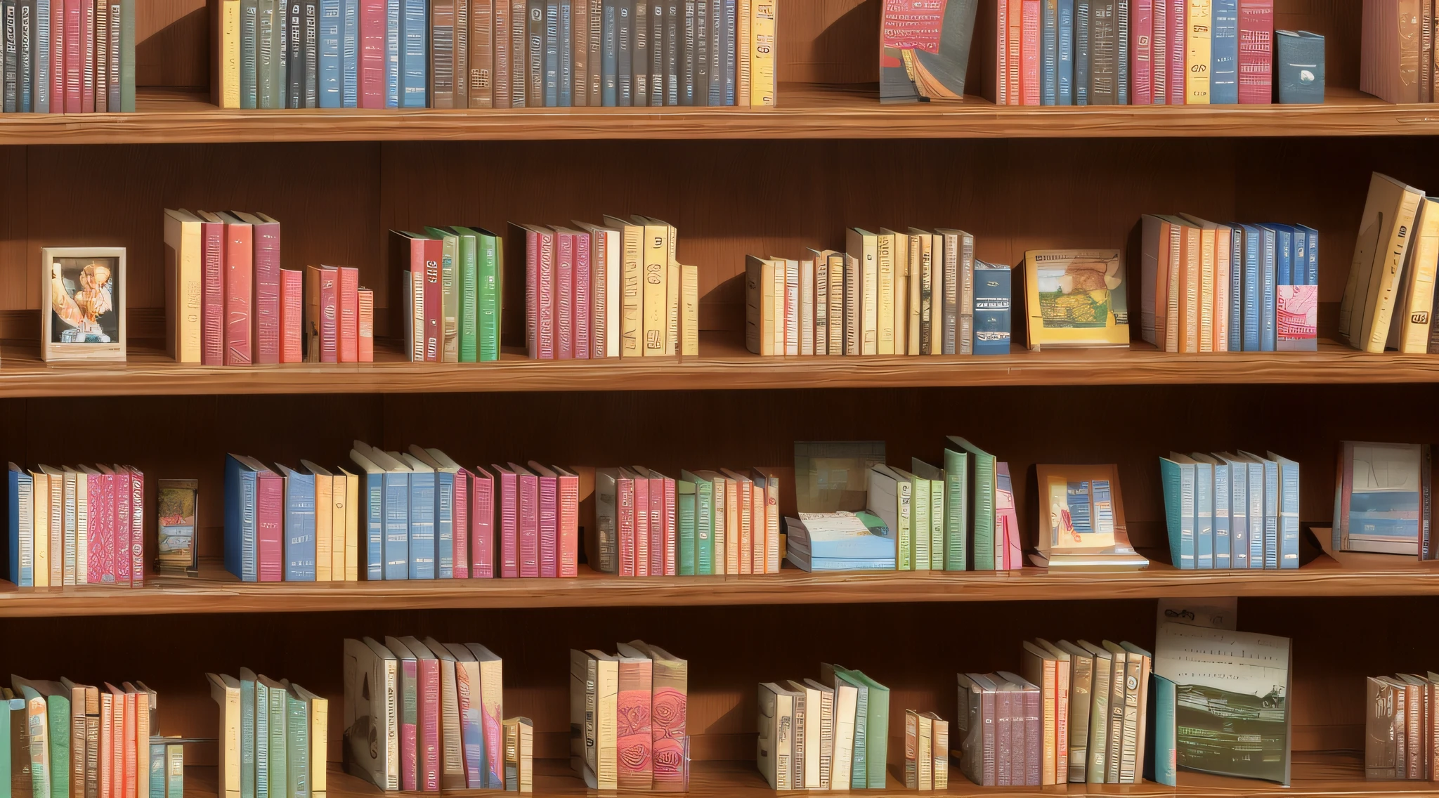 A library shelf，The back is full of books