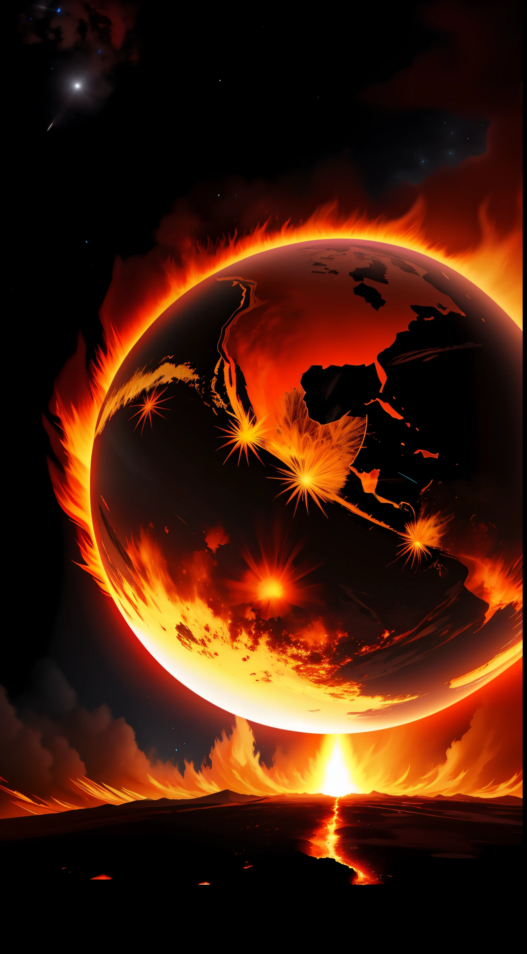 a close up of a burning earth with a black background, the world is on fire, the world on fire, world on fire, planet earth from space on fire, burning world, global warming, end of world, planet earth exploding, end of the world, fires burning everywhere, scorched earth, dying earth, an amazing photo, ww3, ww 3