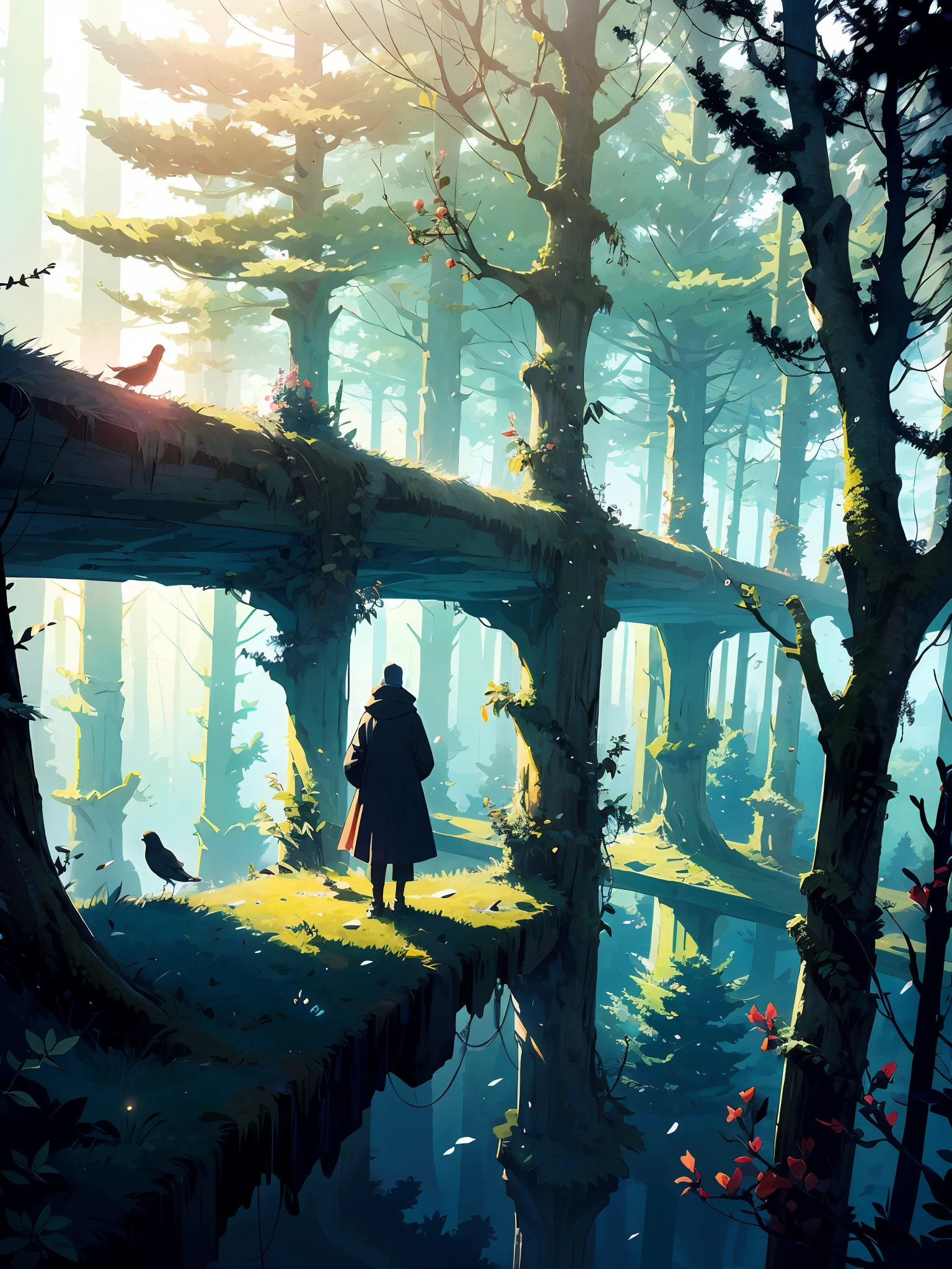 O'er all the hilltops
Is quiet now,
In all the treetops
Hearest thou
Hardly a breath;
The birds are asleep in the trees:
Wait, soon like these
Thou too shalt rest.