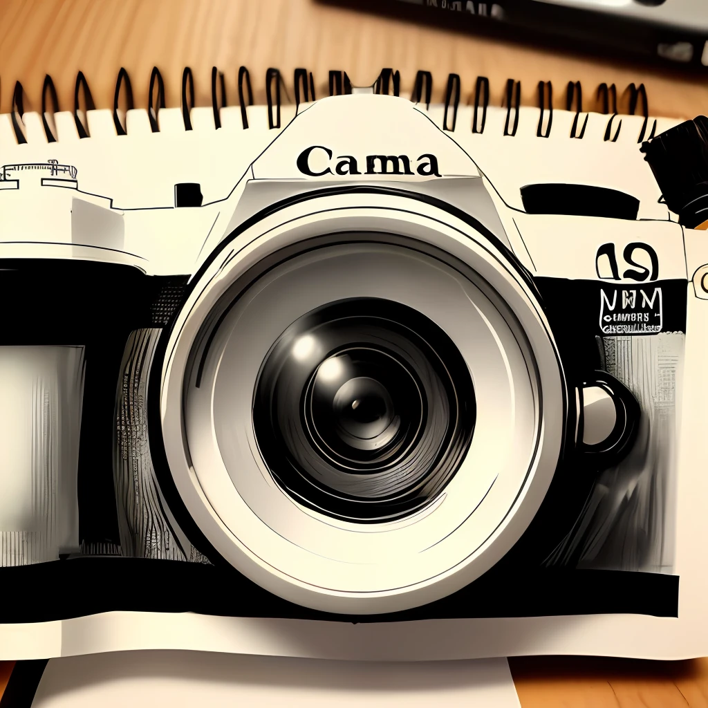 Camera logo with snapshot photography text ( black and white color) (sketch design) ( ink color) ( logo for photography)
