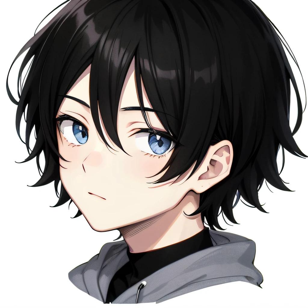 Black and white anime,1boy,head portrait,sideface