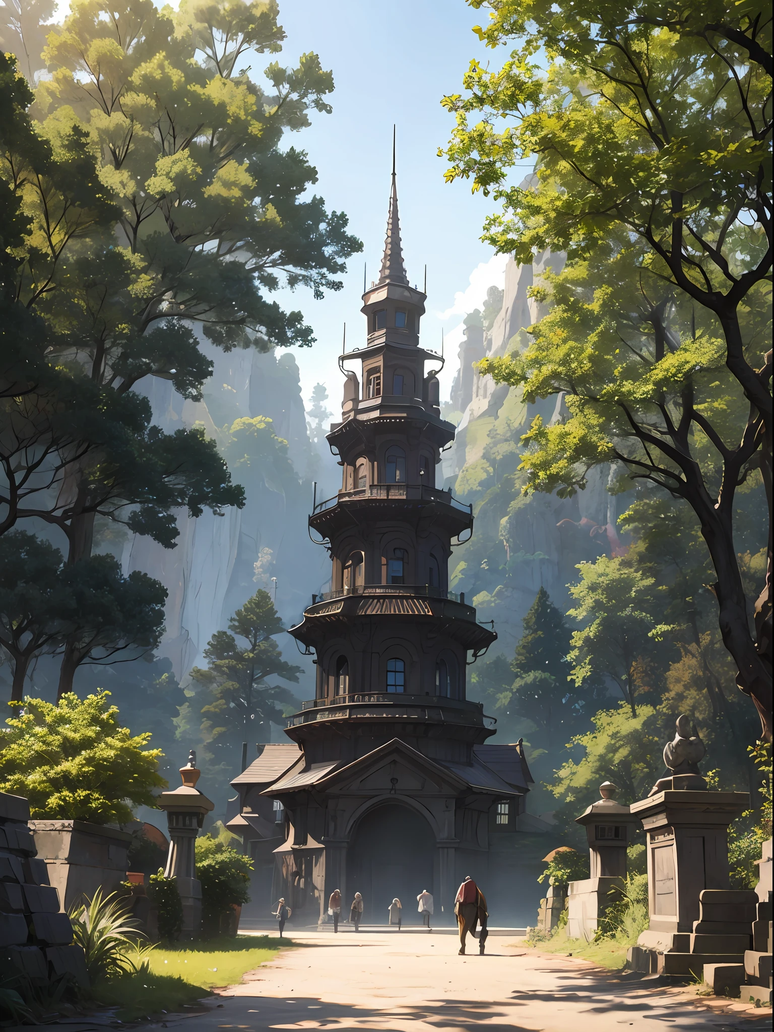 (best quality, super fine illustration, ultra-detailed resolution, high detailed CG, extremely detailed CG:1.12), (wide shot:1.0) BREAK 
BREAK
Modern European Ink Painting, (wide shot),O'er all the hilltops
Is quiet now,
In all the treetops
Hearest thou
Hardly a breath;
The birds are asleep in the trees:
Wait, soon like these
Thou too shalt rest.

, scenery,