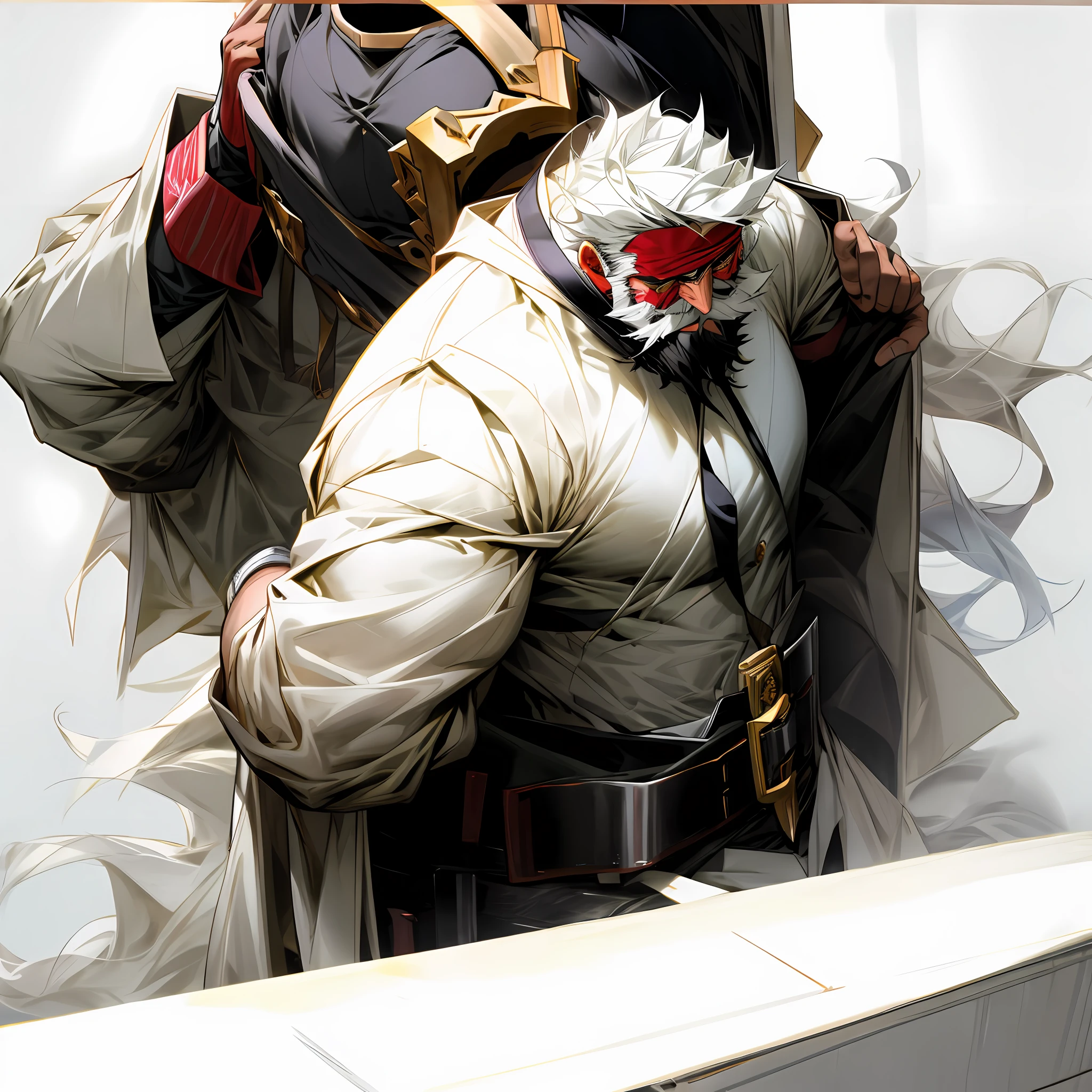 white shirt,Black beard,Open chest,Strong,Raised sexy
