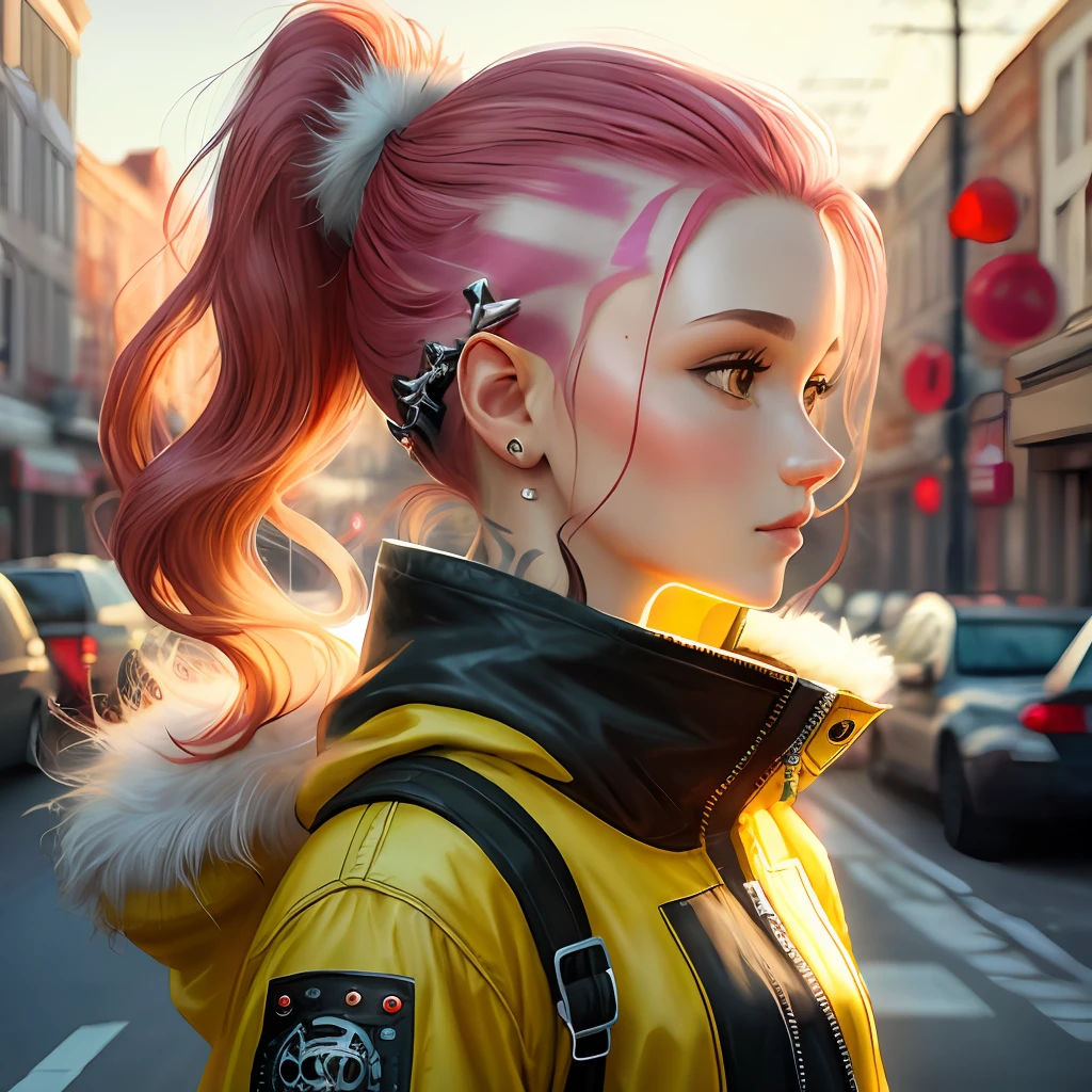 Double ponytail yellow fur punk