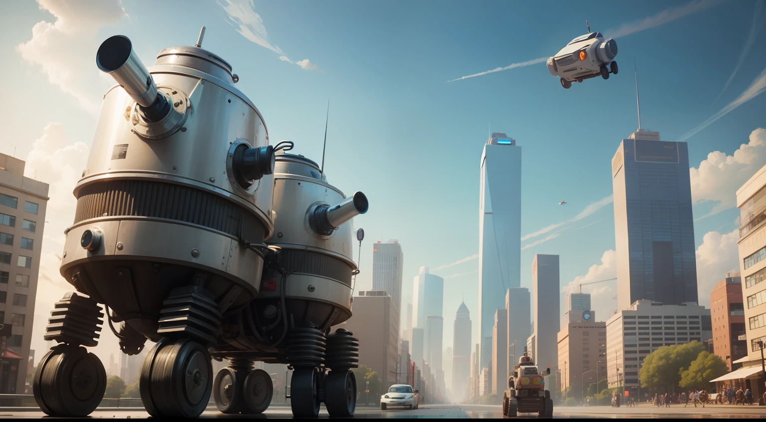 A city with countless comical robots