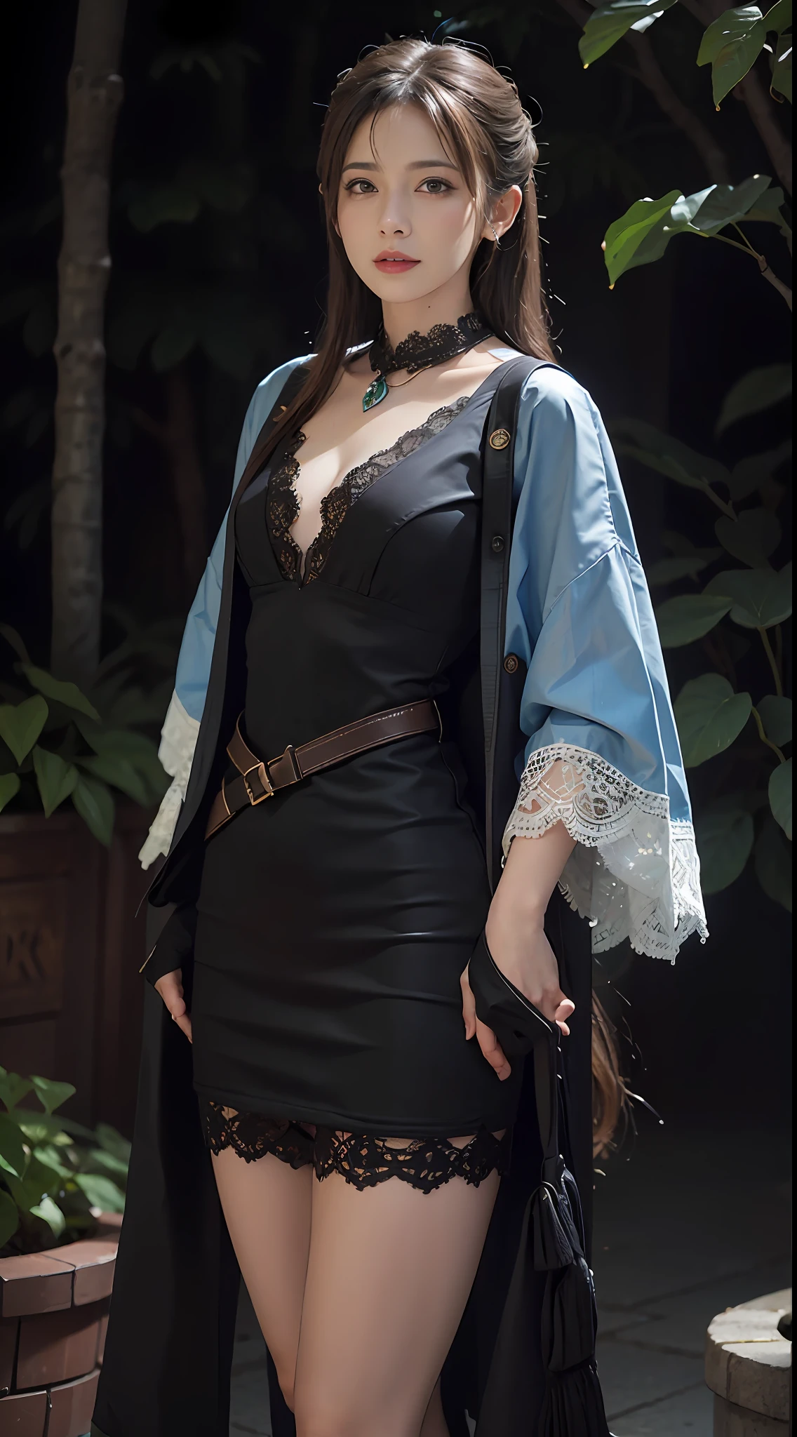 (Front focus),(in the darkness nigth:1.6),Surrealist portraits of women by David Hockney and Alphonse Mucha,Fantasyart,photographrealistic,动态照明,art stations,poster for,Volumetriclighting,Very detailed faces,4 k'',Award-Awarded, , 1girll, In the early evening,City of water, deepshadow, low tune, Cowboy shot,(official clothes:1.4),long whitr hair,whaite hair,Bigchest,Buttock augmentation,The upper part of the body,lace panty