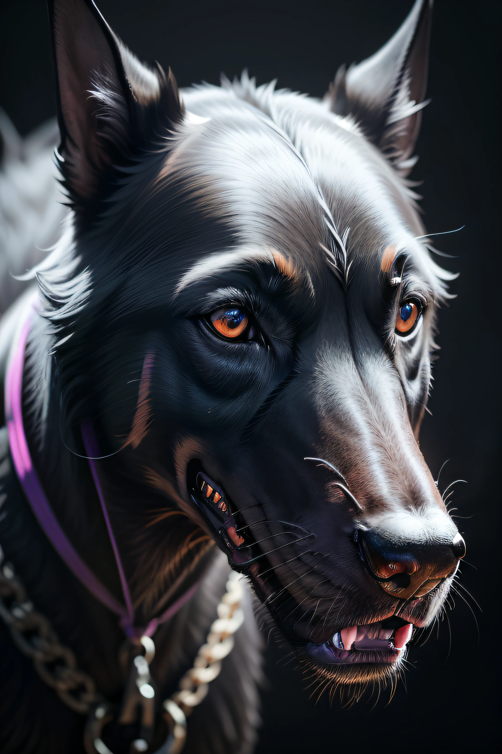 knollingcase, black dog, (((vibrant, photo realistic, realistic, dramatic, sharp focus, 8k)))