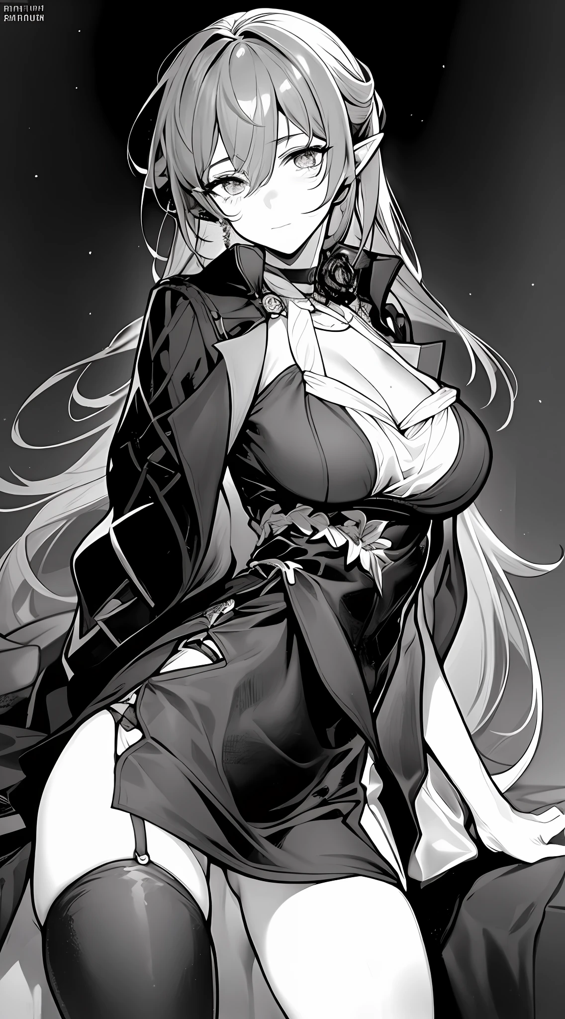 （（ sister））， 1girll， realisticlying， best qualtiy， （（（（Bodily fluids run down the panties： 1.5），（Body fluids run down the thighs：1.8）））， （（banya））， （shift dresses），（pointy ears）））， （Be red in the face））））， lowerbody， （Low neckline）， （20 yrs）， （（Over-the-knee stockings： 1.5））， （Large breasts： 1.9））））， （Raised  ： 1.8）））））， （（（（（opening legs： 1.8））