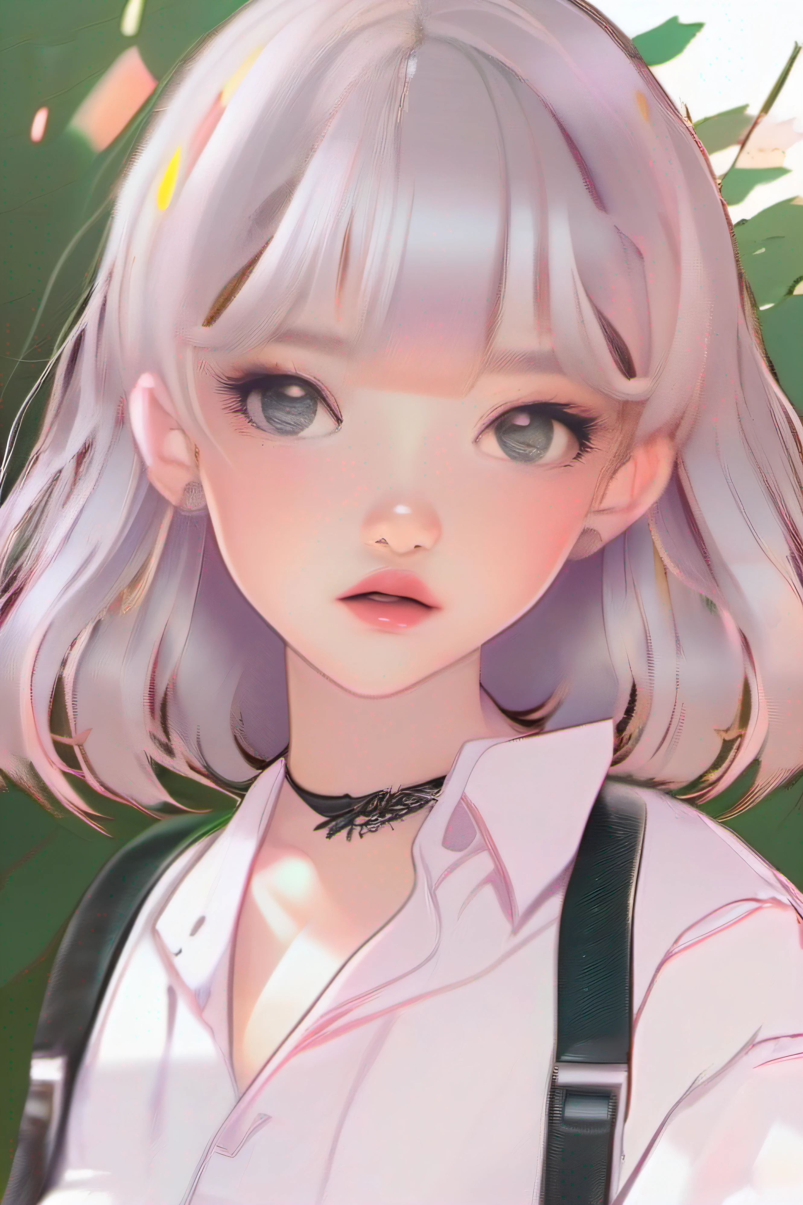 Cute little girl s、Pink lips、Wearing a bright white shirt、Aurora Punk in the style of a soft color palette、Her anime illustration face、animated gif、hand drawn animation、charming sketches、Smooth and shiny、Hazy romanticism、superflat style、White background - AR 1:1 - Rainbow 5 - Expressive in style - S 50
