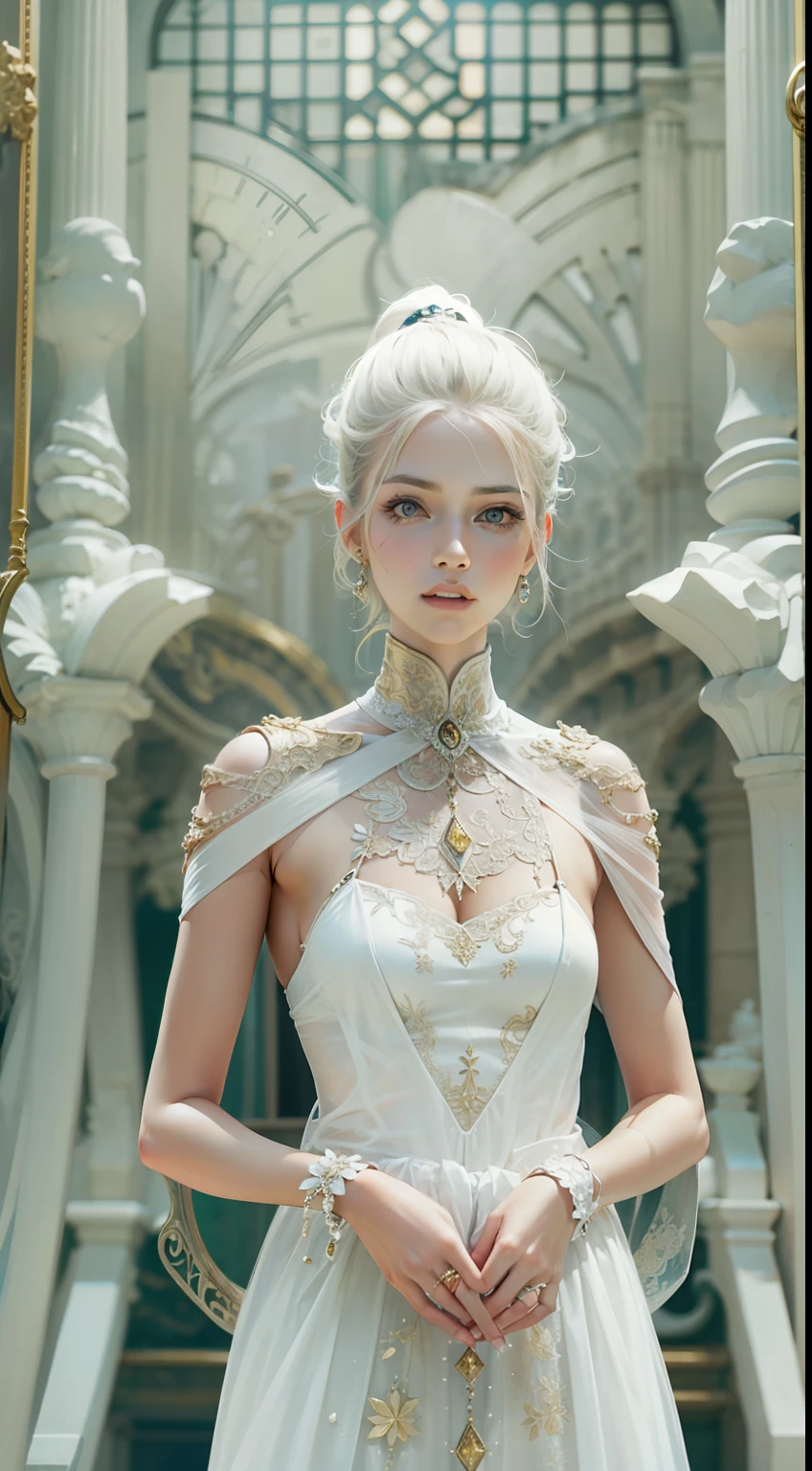 Beautiful woman in intricate Minimalist and Sleek Outfit