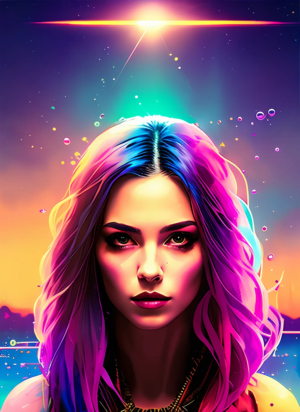 (snthwve style:1) (nvinkpunk:0.7) drunken beautiful woman as delirium from sandman, (hallucinating colorful soap bubbles), by jeremy mann, by sandra chevrier, by dave mckean and richard avedon and maciej kuciara, punk rock, tank girl, high detailed, 8k,
sharp focus, natural lighting, subsurface scattering, f2, 35mm, film grain