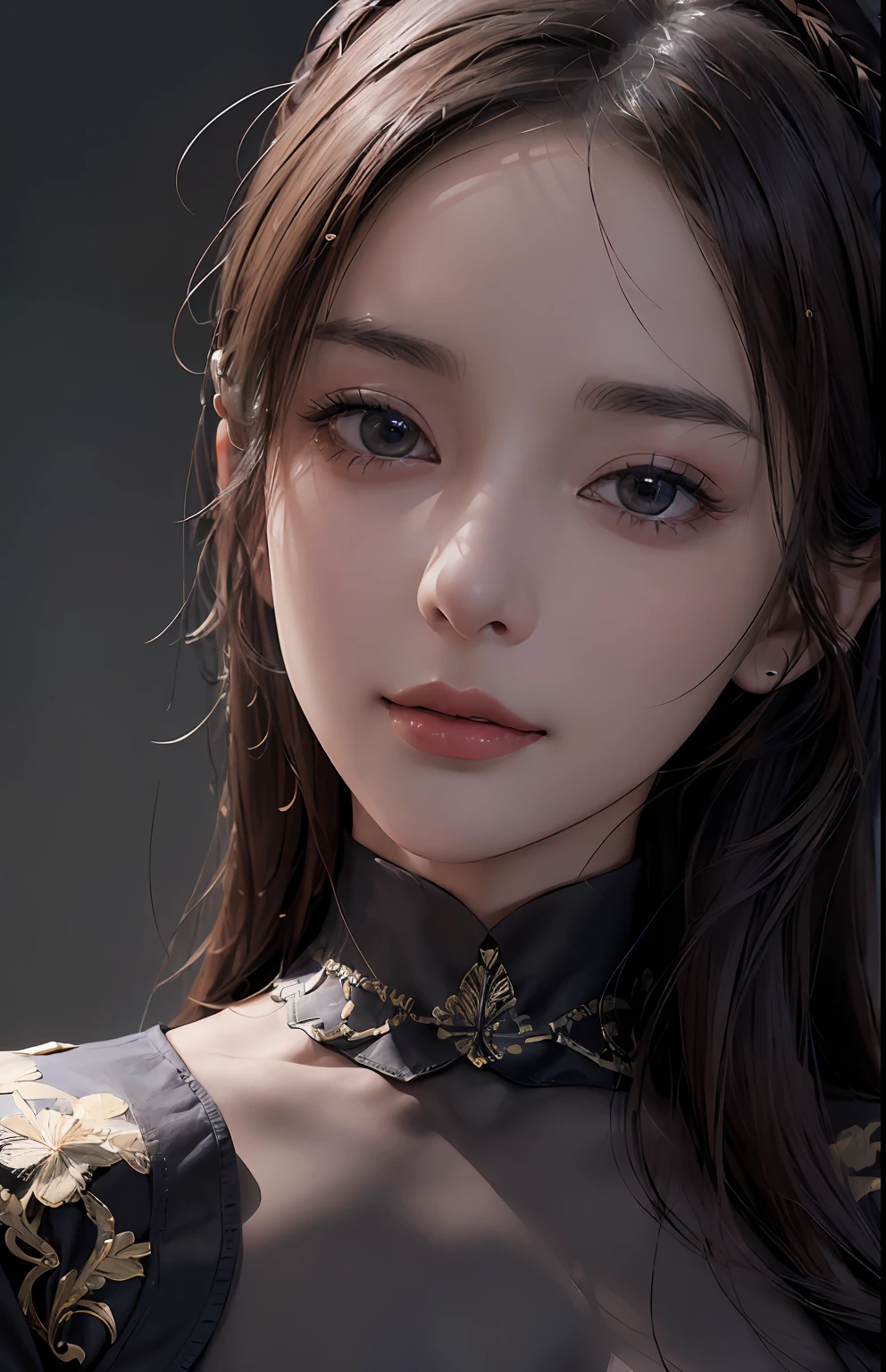 (ultra realistic) , (illustration), (increase resolution), (8K), (extremely detailed), (best illustration), (beautiful detailed eyes), (best quality), (ultra-detailed), (masterpiece),  (wallpaper), (detailed face), solo,1 girl, looking at viewers,  delicate details, detailed faces, in the dark, deep shadow, low key,pureerosfaceace_v1, smile,