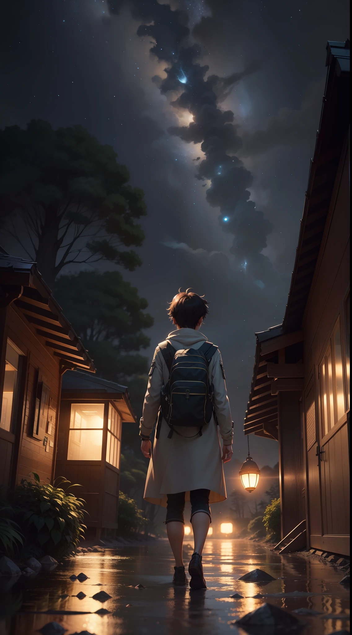 comic strip,Animated Movies,((best qualtiy)), ((tmasterpiece)), (A detailed:1.4),Enhanced dynamic perspective,ln the forest,(15 huge trees:1.4),tussock,bushi,nighttime scene,starrysky,(darkly:1.4),((3-year-old adventurer standing in front of an oversized futuristic plane,shimmering under the moonlight,A starry stream flowed in front of him)),(Spherical detectors float on the surface of the water:1.4),(Adventurer backpack),(weeds),florals,(((adventurer clothing))),super-fine,Works of masters,high qulity,8K分辨率,depth of fields,电影灯光,Epic shooting,high qulity,super-fine,Detailed pubic hair,Accurate,Cinematic lighting,Estilo de Makoto Shinkai,Makoto Shinkai Art,Makoto Shinkai anime