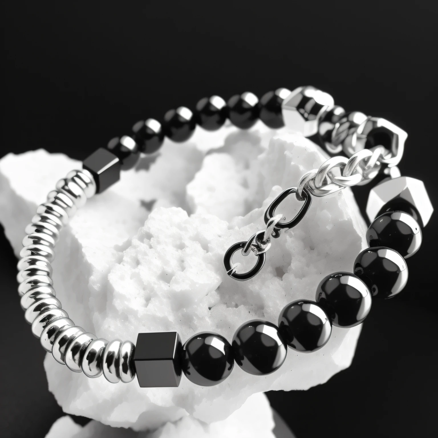 pulseira com uma foto em preto e branco, pulseira shungite, Pulseiras Onyx, preto e prata, joias pretas, vidro e metal : Improve your resolution , 40k , qualidade detalhada , de vida a esta imagem
