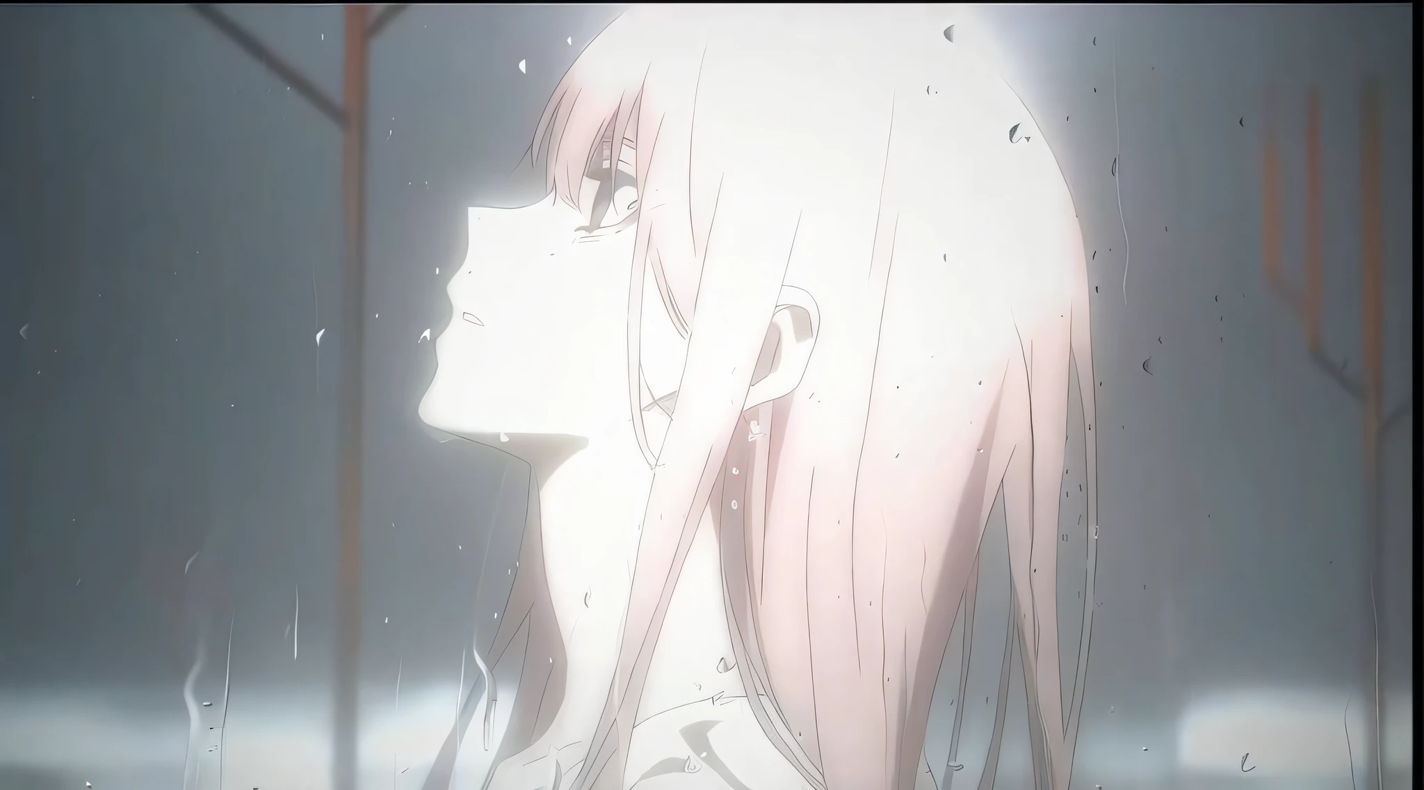 Anime girl with long pink hair looking out the window, ethereal anime, Zerotwo, Atmospheric anime, sakura petals around her, screenshot from guro anime, screenshot from the anime film, daytime ethereal anime, screenshot from a 2012s anime, in the anime film, anime still film anime shikishi, anime girl profile, anime still frame