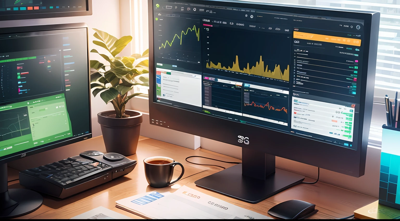 grafico financerio, monitor de computador em segundo plano contendo criptomoedas, moeda, dolar, airdrop.