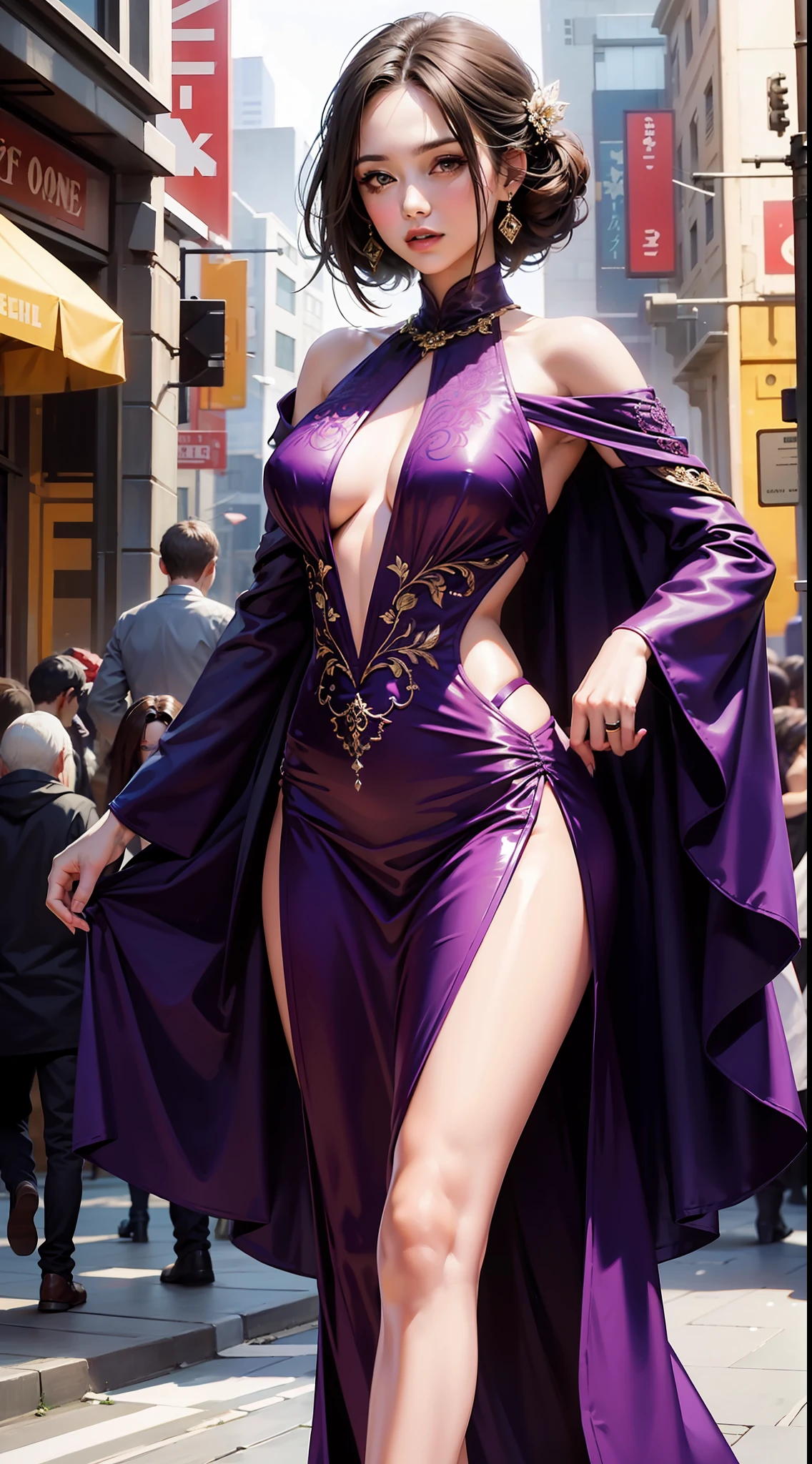 Beautiful woman in intricate Bold and Ruched Outfit
