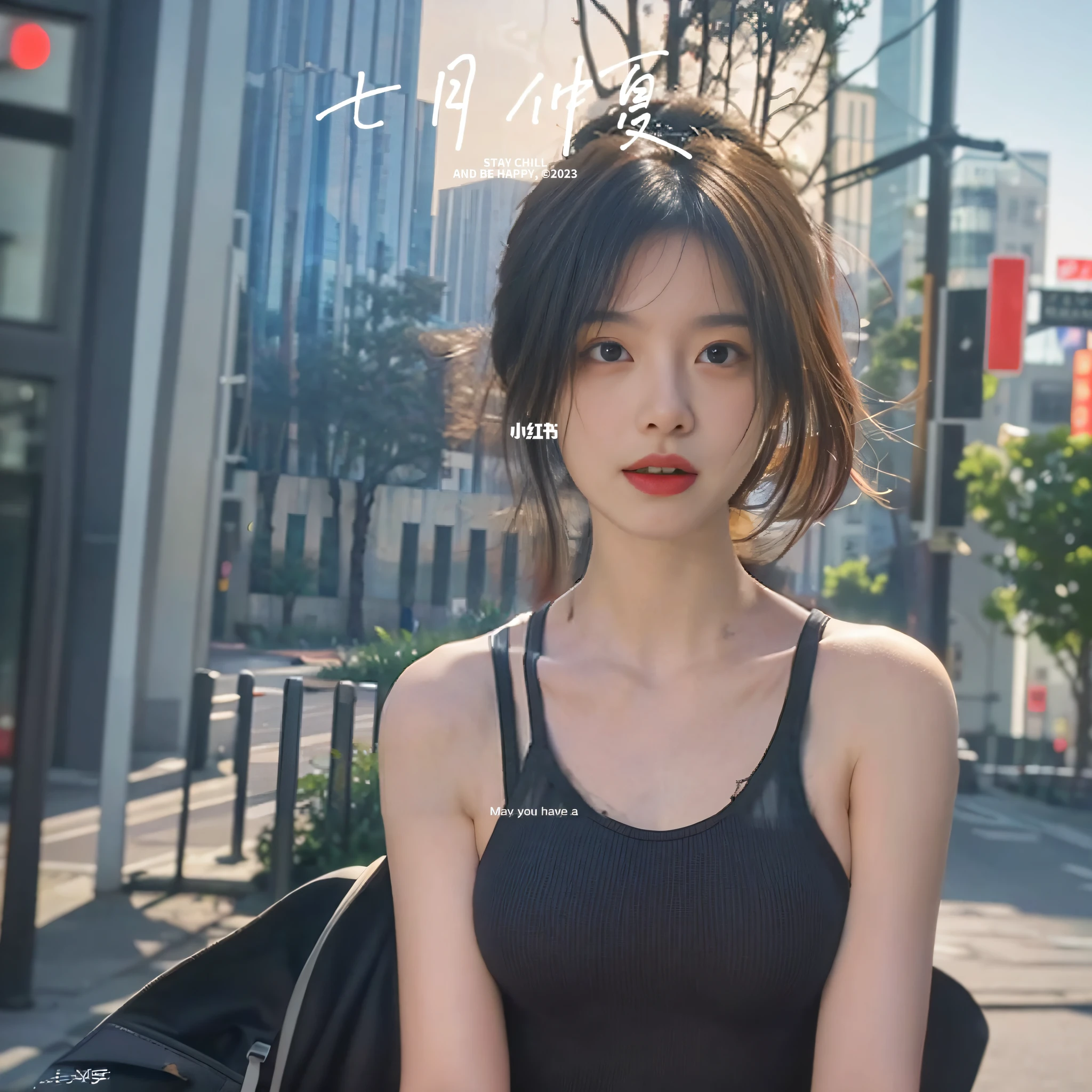 Close-up of a man with red lipstick on a city street, ulzzangs, Middle metaverse, inspired by Ma Yuanyu, shaxi, jaeyeon nam, with short hair, bae suzy, trending on cgstation, jia, Chiba Yuda, ruan jia beautiful!