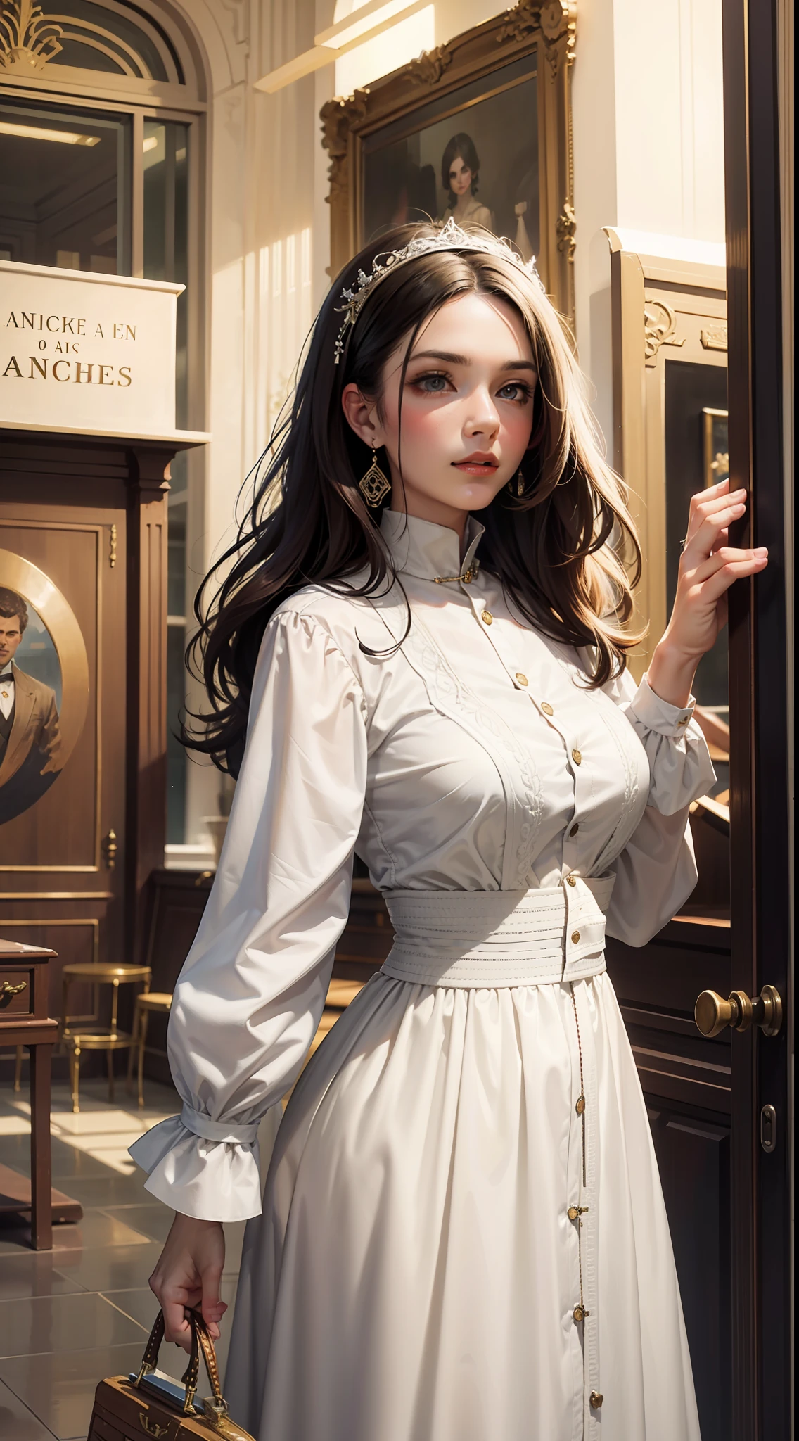 Beautiful woman in intricate Modern Vintage French Outfit