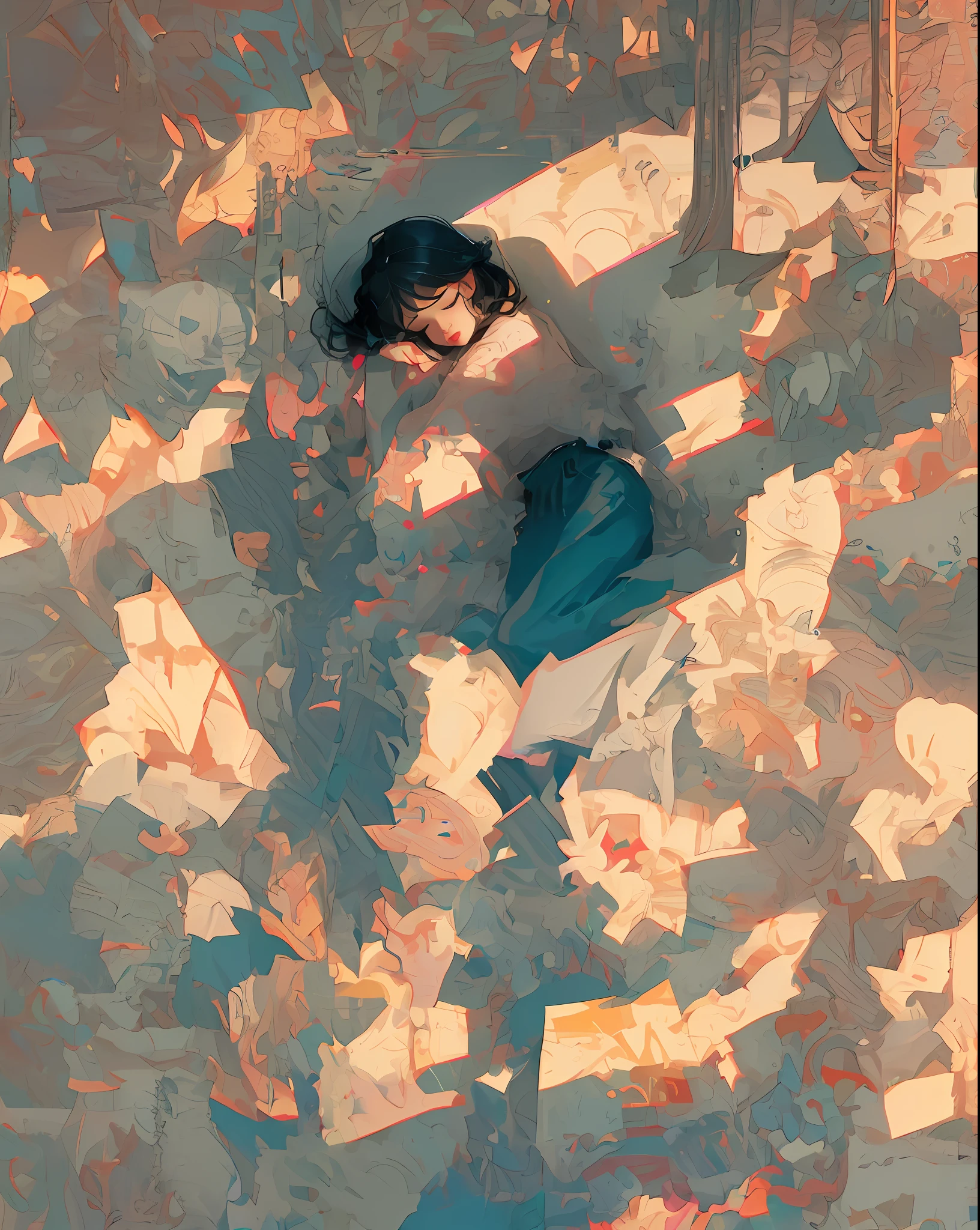 lofi music beautiful girl listen music and sleeping bed wallpaper