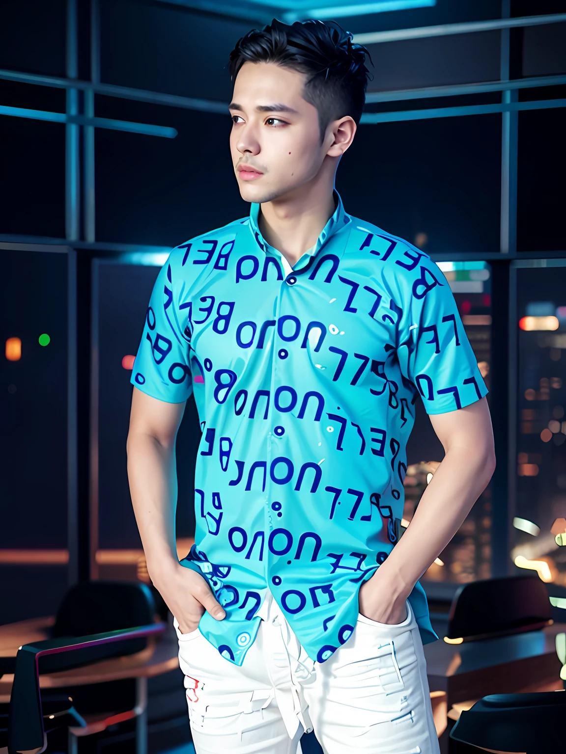 Change Background cyberpunk handsome Boy, cute boy, Realistic face, 8K resolution ultra hd