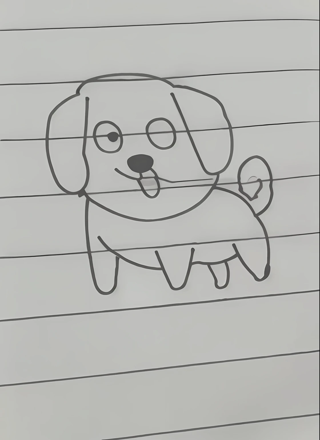 Draw a dog on a piece of paper with a pencil, Simple drawing, good drawn, Doodle, good drawn, on a notebook page, anthropomorphic dog, Cute dog, subject: doggy, a drawing, pencil doodle, doodle hand drawn, kawaii cute dog, o cachorrinho, cute drawing, r/awww, Simple line art, hand drawn cartoon, classroom doodle，Vivid，coloured with lots of colour