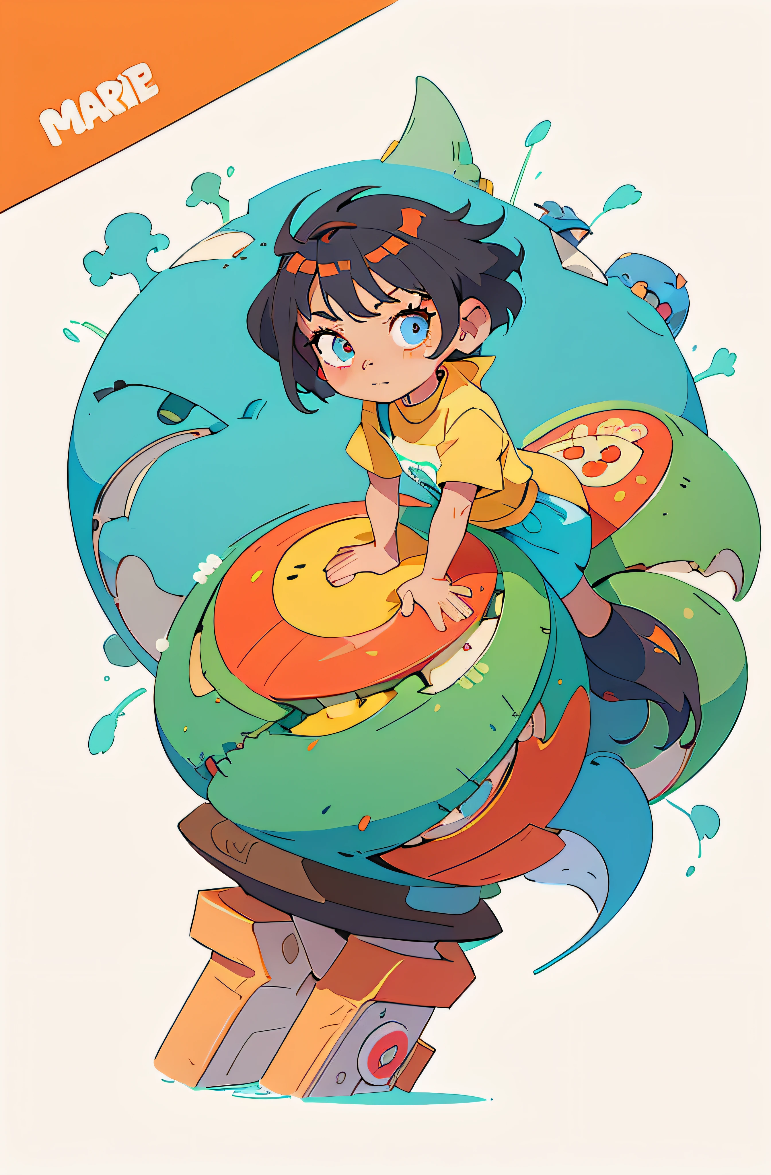 Matte texture,Minimalist illustration style,Children's Day themed poster,The eyes are carefully carved(Bright colors) Artist illustration,