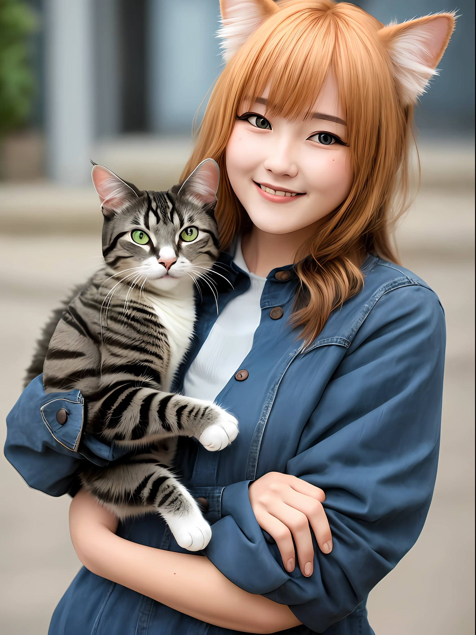 female,holding cat,prette,adolable,Cat ears,