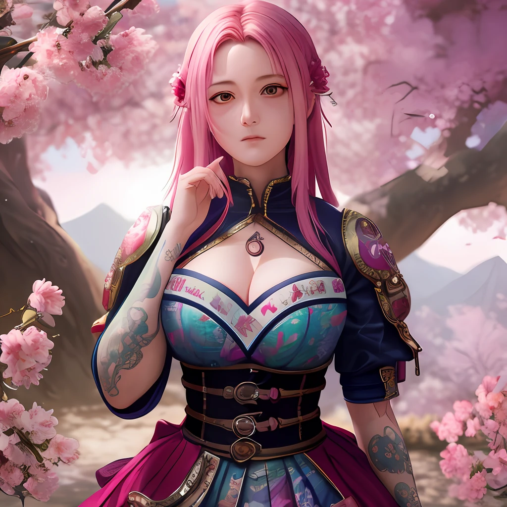masterpiece, absurd, (intricate details), (colorful), cinematic lighting, extremely detailed 8k CG unit wallpaper, 1 girl, very large breasts, Sakura haruno, puppy position, pov, nsfw, provocative, nervous, embarrassed, blushing, torn clothes, partially naked