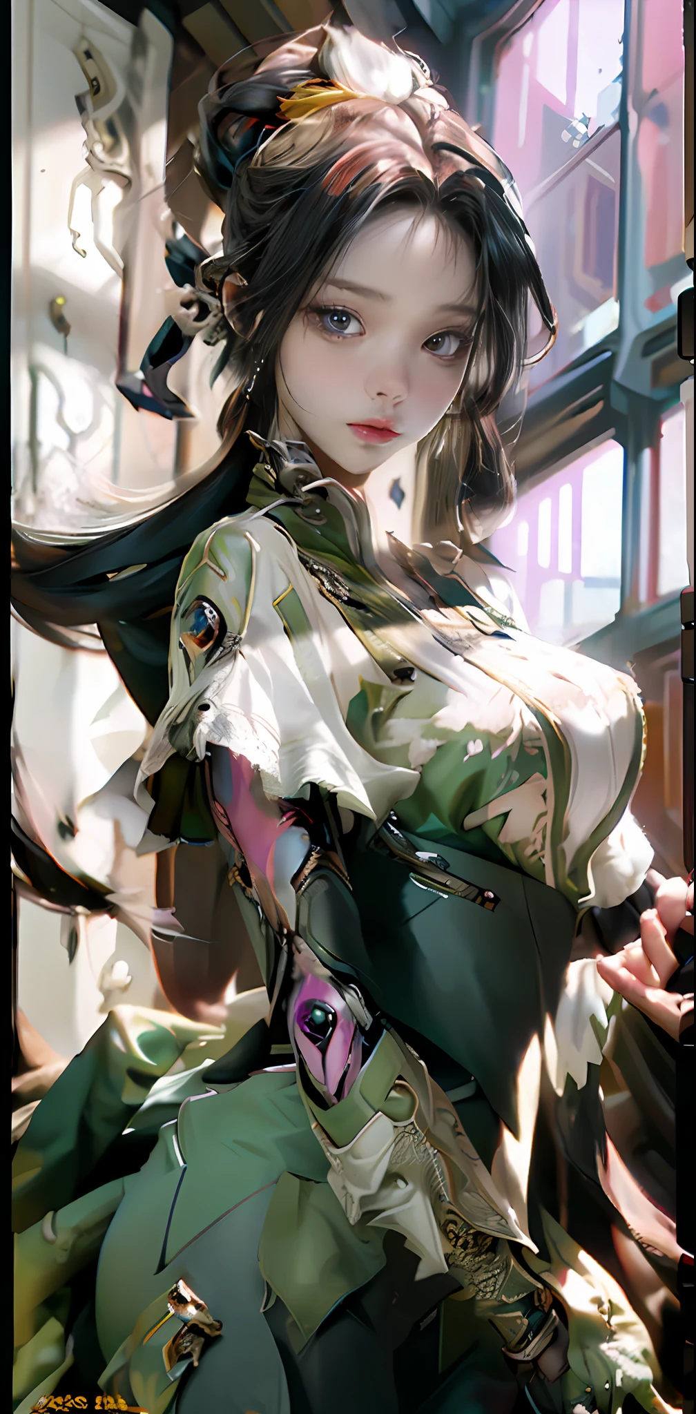 ((Best quality)), ((masterpiece)), (detailed:1.4), 3D, an image of a beautiful cyberpunk female,HDR (High Dynamic Range),Ray Tracing,NVIDIA RTX,Super-Resolution,Unreal 5,Subsurface scattering,PBR Texturing,Post-processing,Anisotropic Filtering,Depth-of-field,Maximum clarity and sharpness,Multi-layered textures,Albedo and Specular maps,Surface shading,Accurate simulation of light-material interaction,Perfect proportions,Octane Render,Two-tone lighting,Wide aperture,Low ISO,White balance,Rule of thirds,8K RAW,