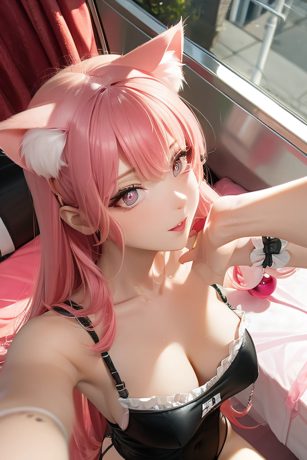cat ear,Pink pupils,ta prostitute,a beauty girl