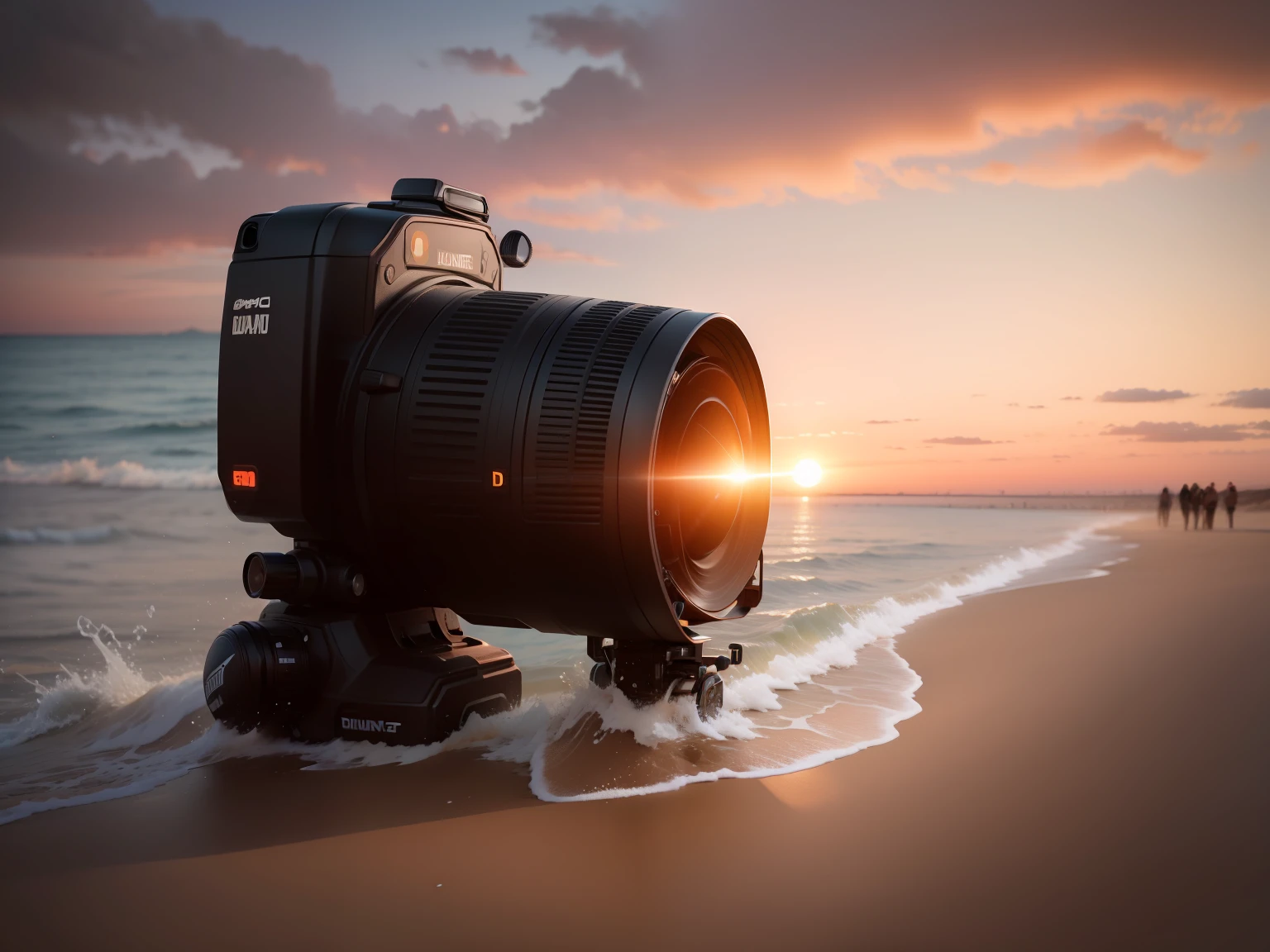 Change this picture background to a dune sunset professional product photography