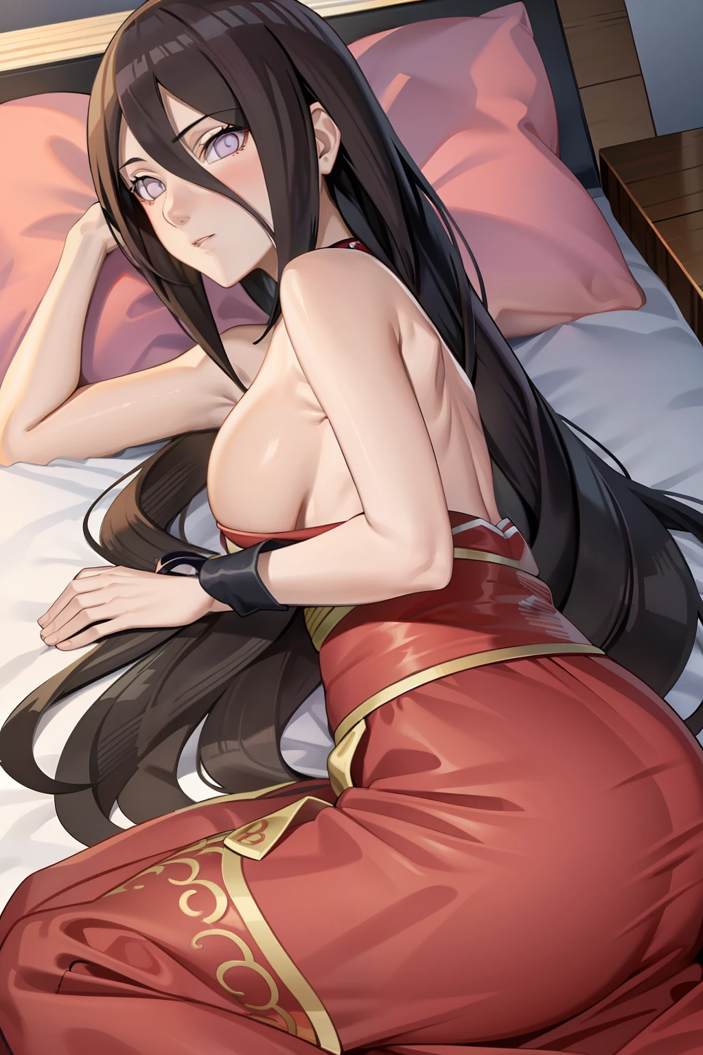 tmasterpiece， hoang lap ， （Complicated details）， （rich colourful）， 电影灯光， the Extremely Detailed CG Unity 8K Wallpapers ， Hinata flower proportions， 1girll， 独奏，（looking at viewert，Wear maid outfits， Vaginal thrust by， Sexual  ， Show on the ， cum on breast，Lie down，Grab the pillow， on top of the bed， On the back， angle of view），perspire，