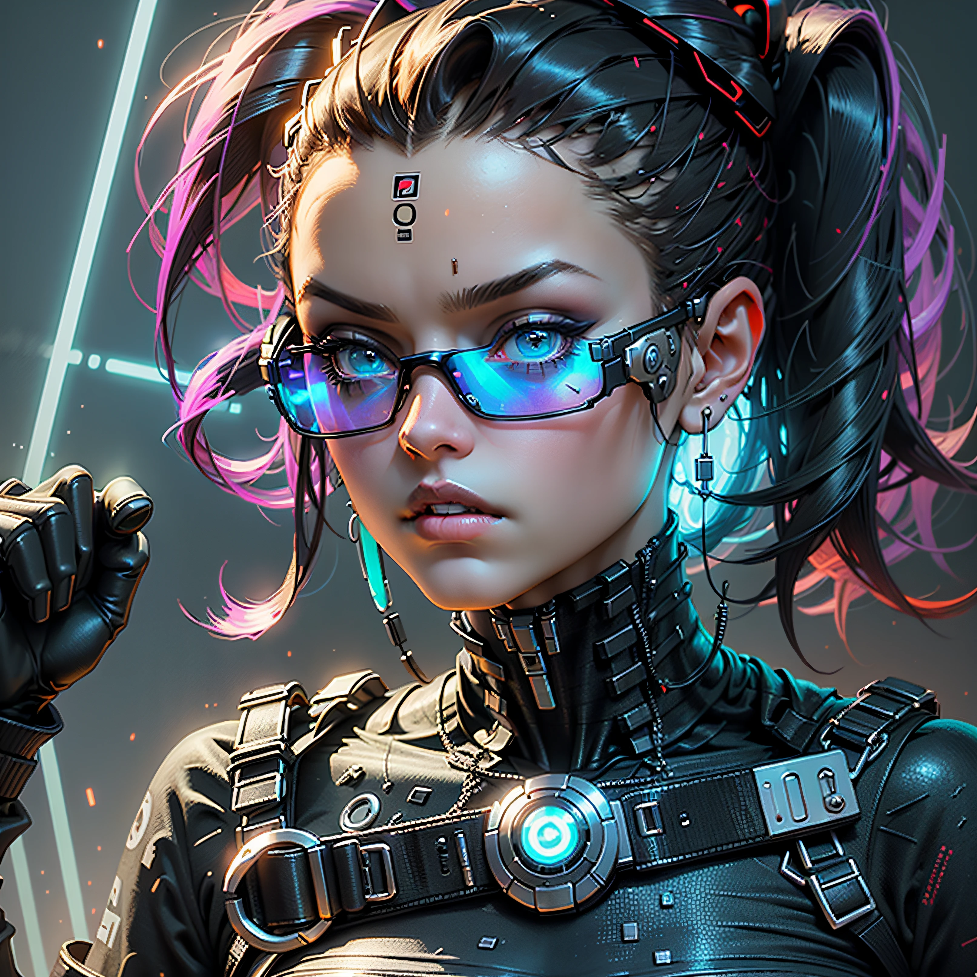 mulher alta com seios medios , alta qualidade (master piece) cyber punk . lindo wallpaper