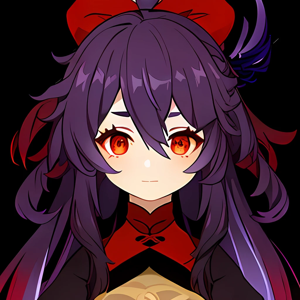 GenshinAvatar, (a girl with Violet hair and Red eyes:1.4), highly_detailed, illustration, portrait, (((masterpiece))),(((bestquality))), (black_background:1.4), simple_background,