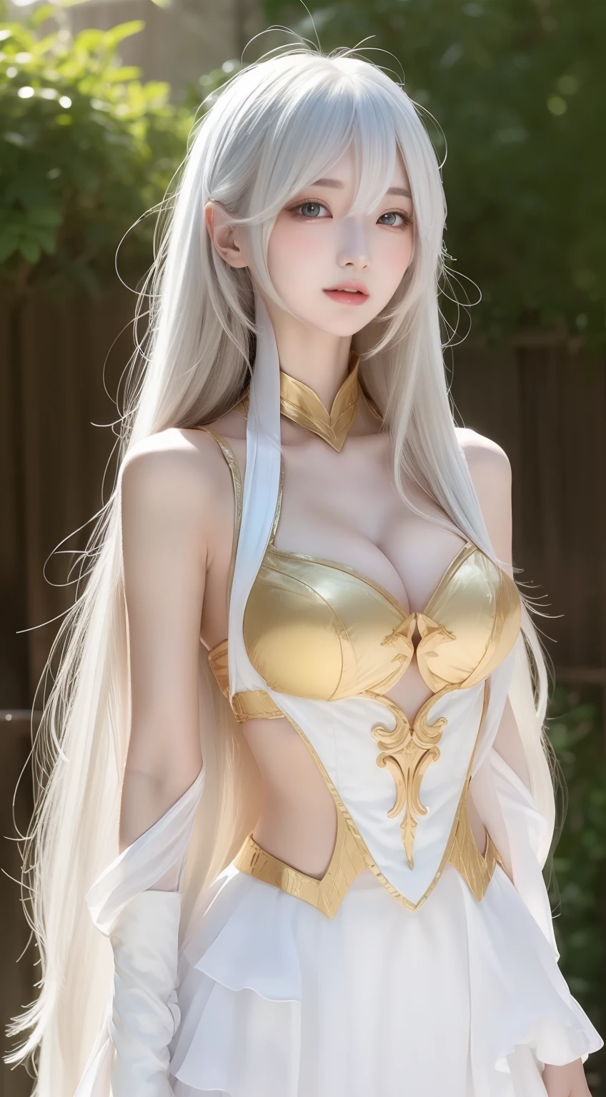 perfect figure beautiful woman:1.4,Layered Hair Style,Protruding cleavage,random costume:1.5,Highly Detailed Face and Skin Textur,二重まぶた,Whiten the skin,long whitr hair