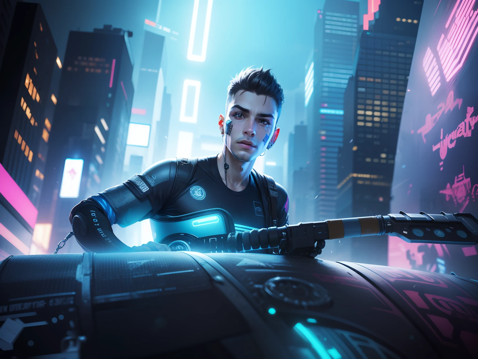 Change baground cyberpunk handsome boy, realistic face,8k, ultra realistic