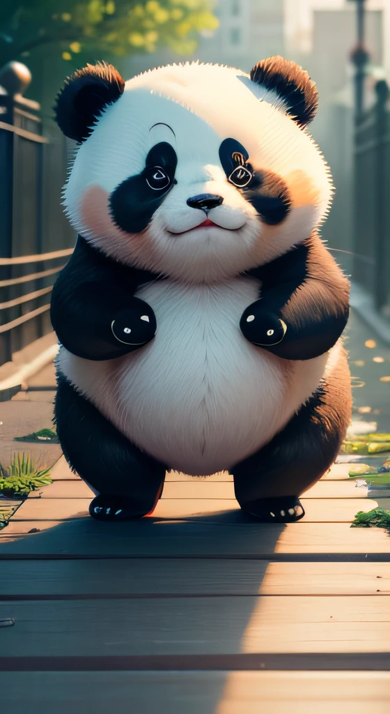 4K HD quality，Exquisite scene details，Cute little fat panda，Hurdles
