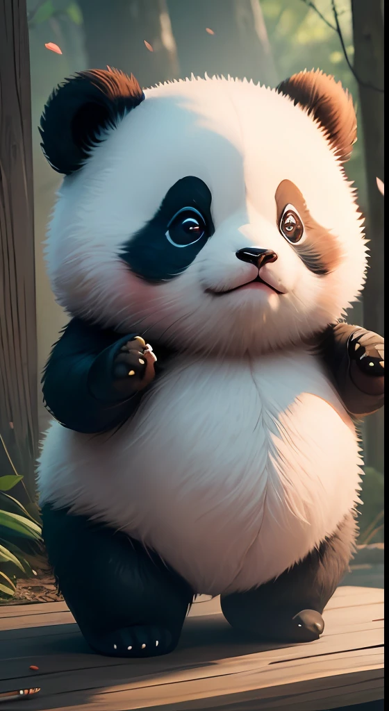 4K HD quality,Exquisite scene details,Cute fat panda,Shooting
