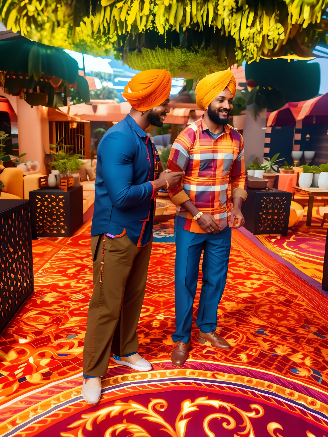 "Keep the same face and turban on an 8k profile photo with an avatar-style background."