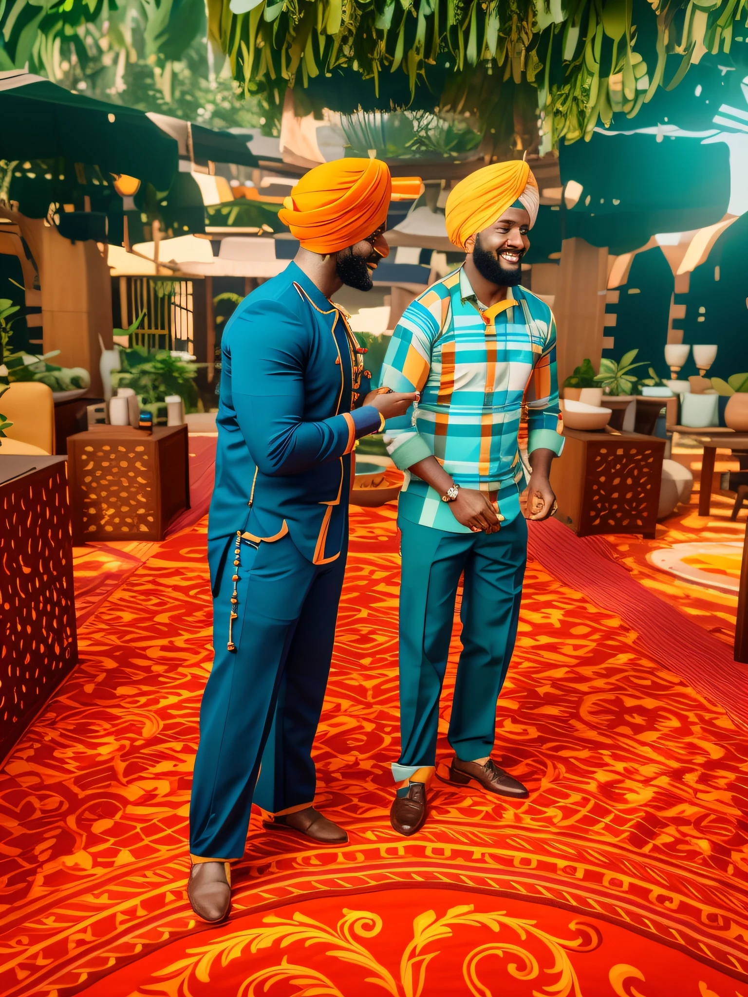 "Keep the same face and turban on an 8k profile photo with an avatar-style background."